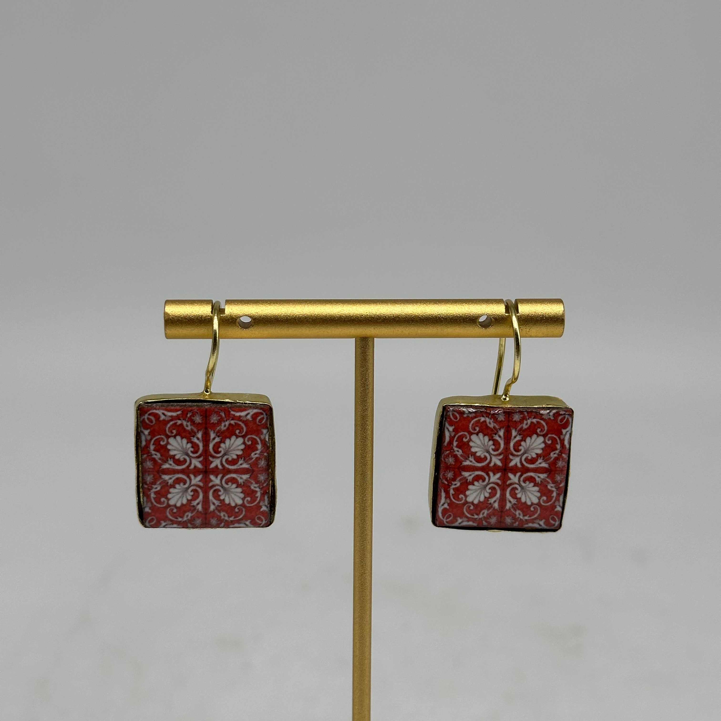 Orecchini Mattonella Maiolica Ceramica di Caltagirone V.17 - ORECCHINI