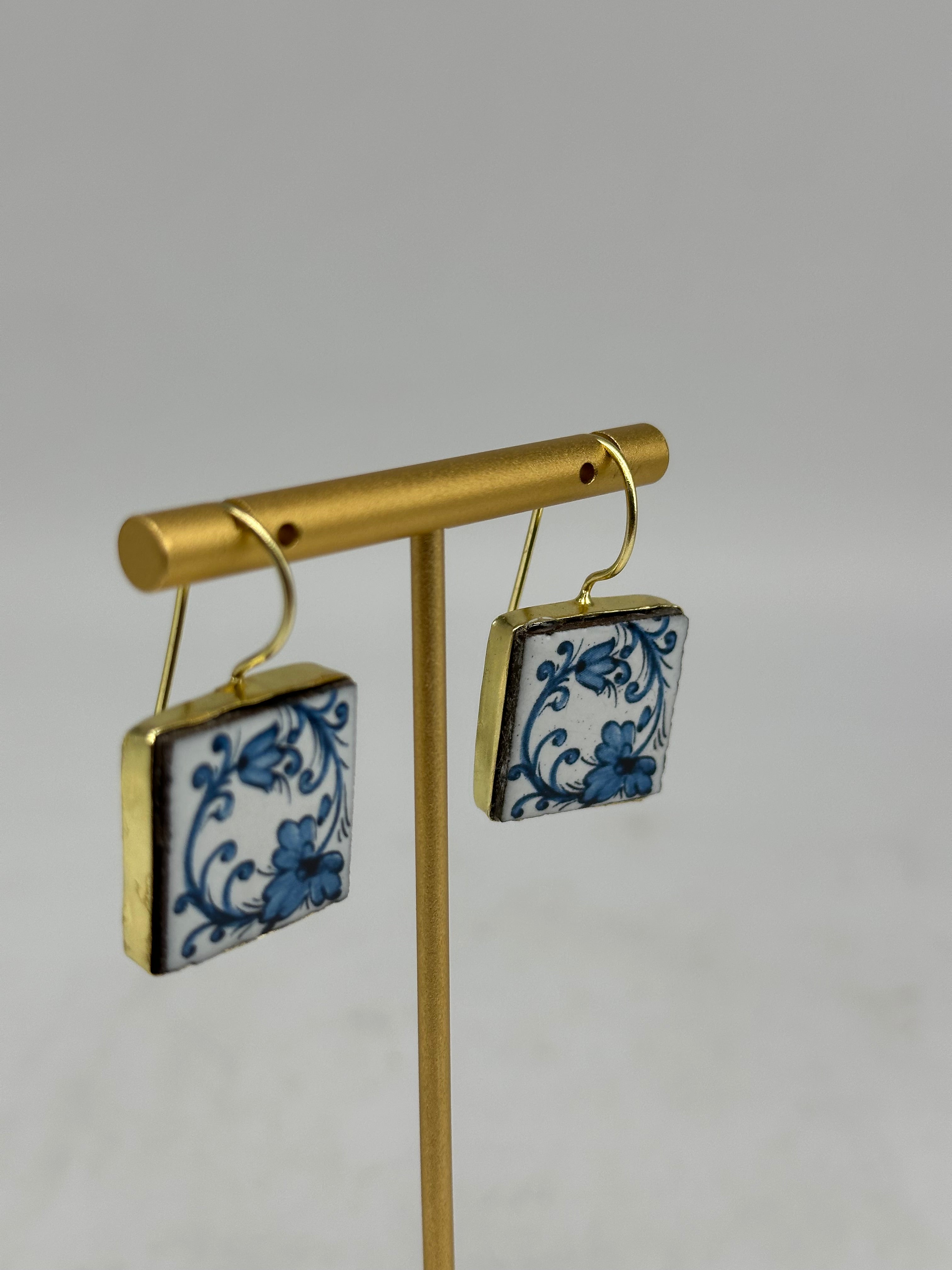 Orecchini Mattonella Maiolica Ceramica di Caltagirone V.18 - ORECCHINI