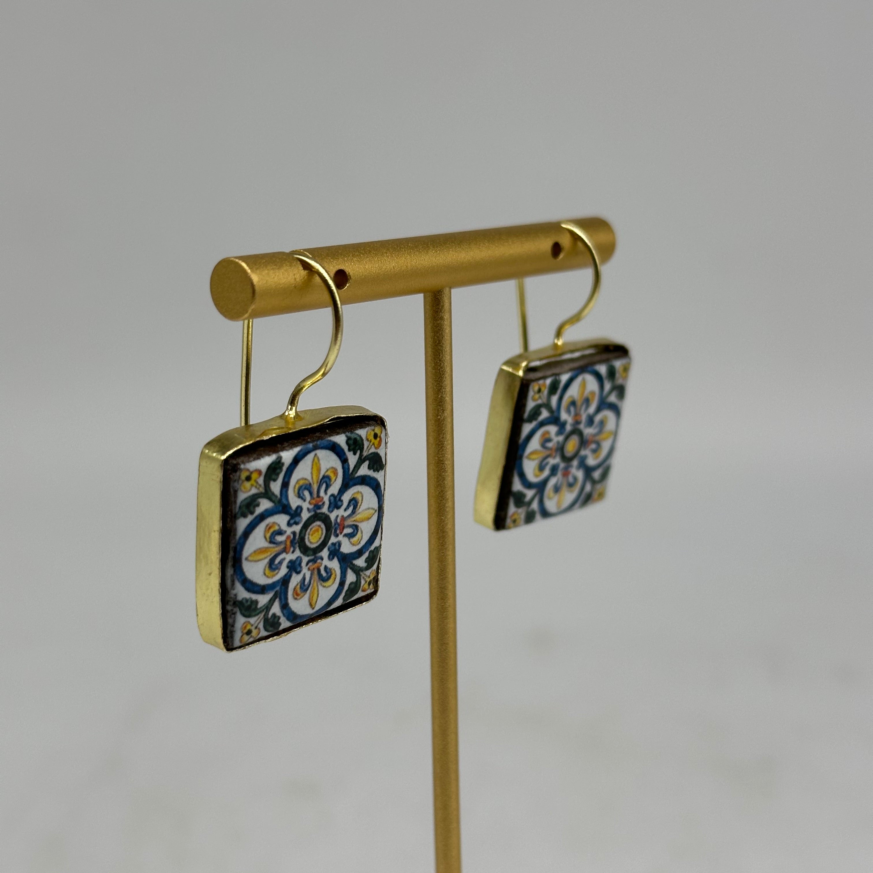 Orecchini Mattonella Maiolica Ceramica di Caltagirone V.19 - ORECCHINI