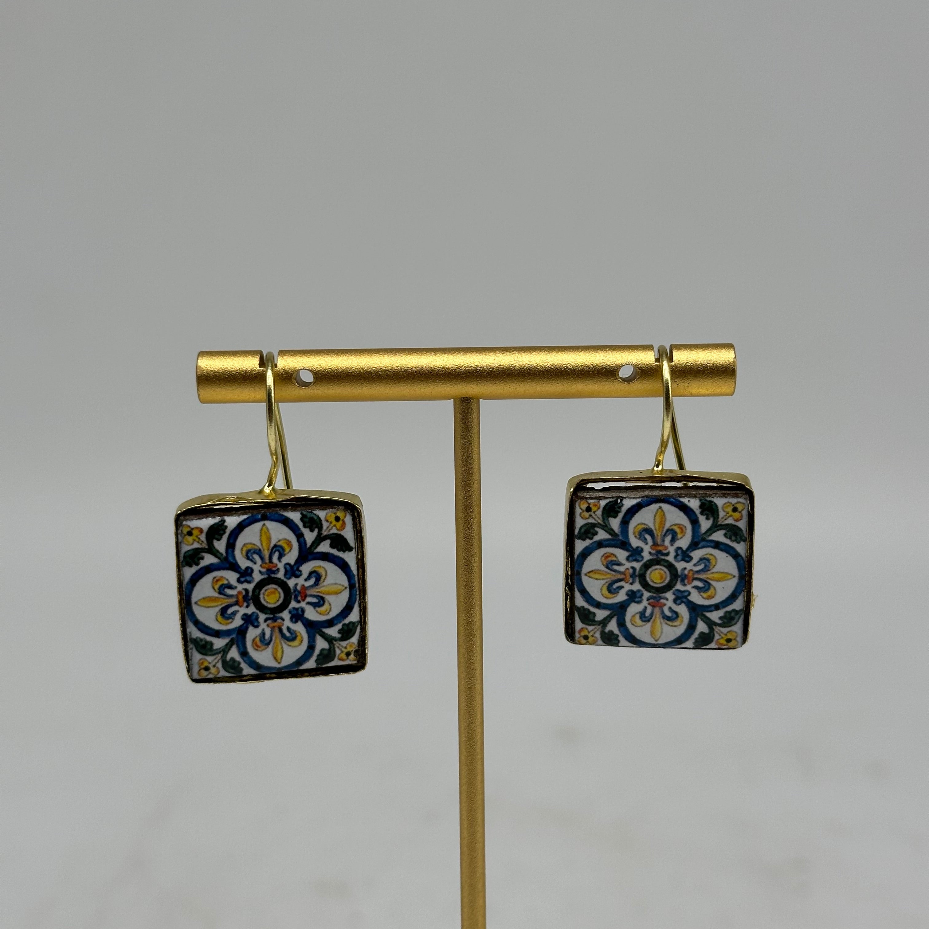 Orecchini Mattonella Maiolica Ceramica di Caltagirone V.19 - ORECCHINI
