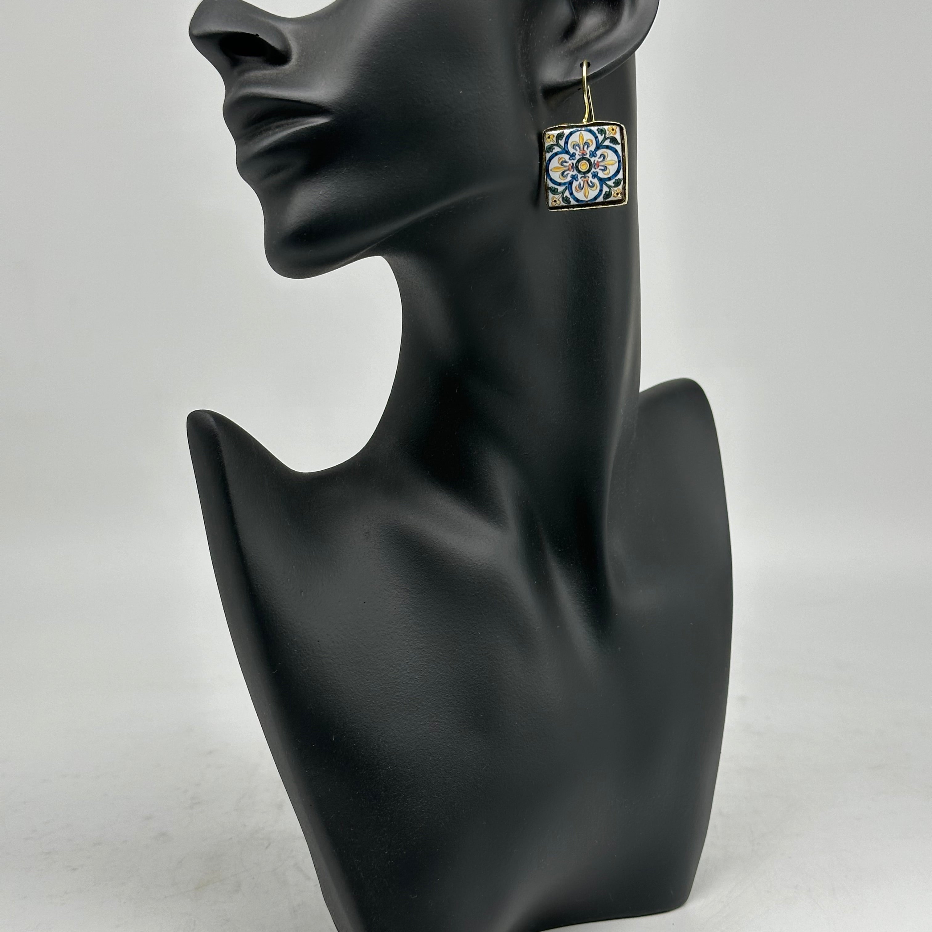 Orecchini Mattonella Maiolica Ceramica di Caltagirone V.19 - ORECCHINI
