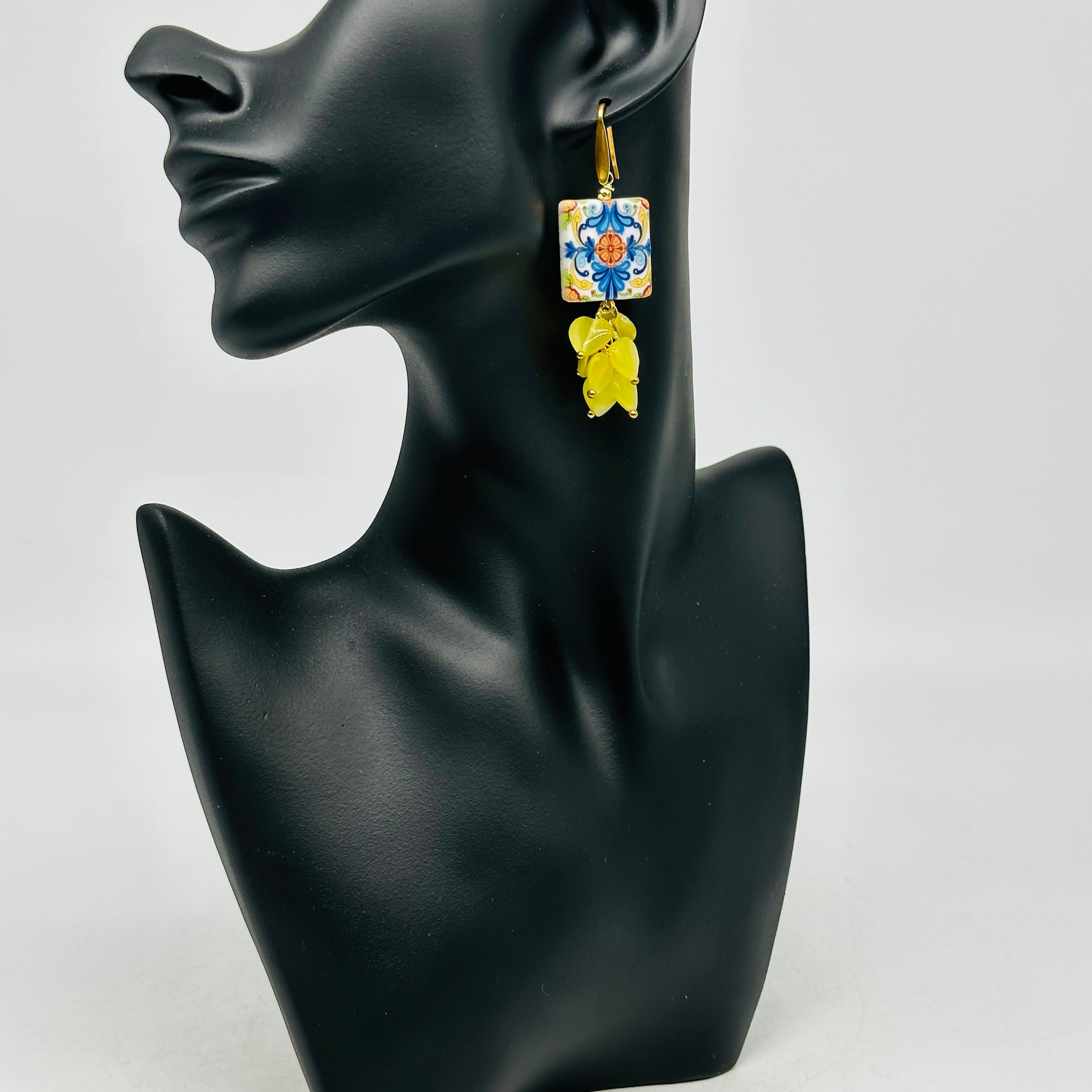 Orecchini Mattonella Maiolica Ceramica di Caltagirone V.2 - ORECCHINI