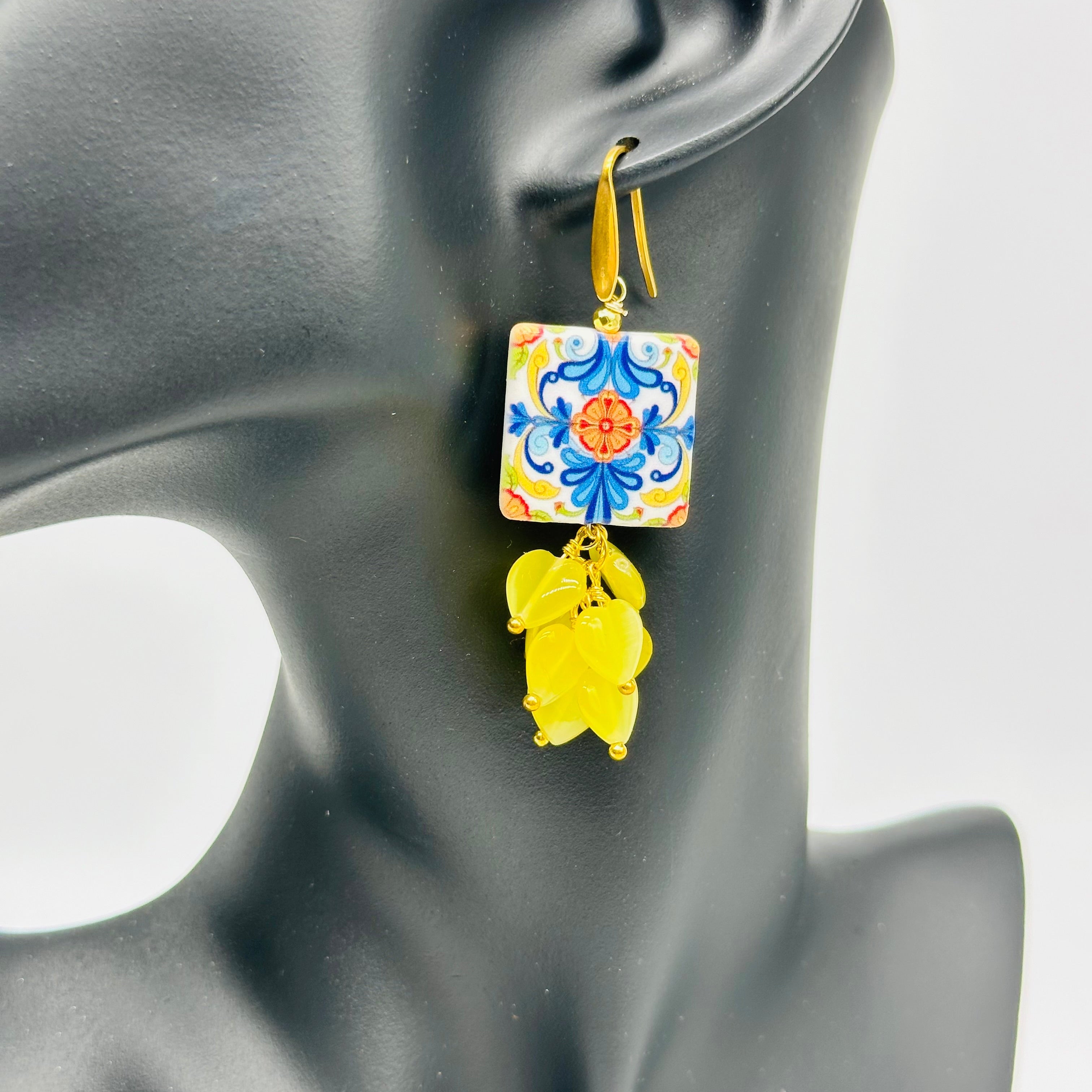 Orecchini Mattonella Maiolica Ceramica di Caltagirone V.2 - ORECCHINI