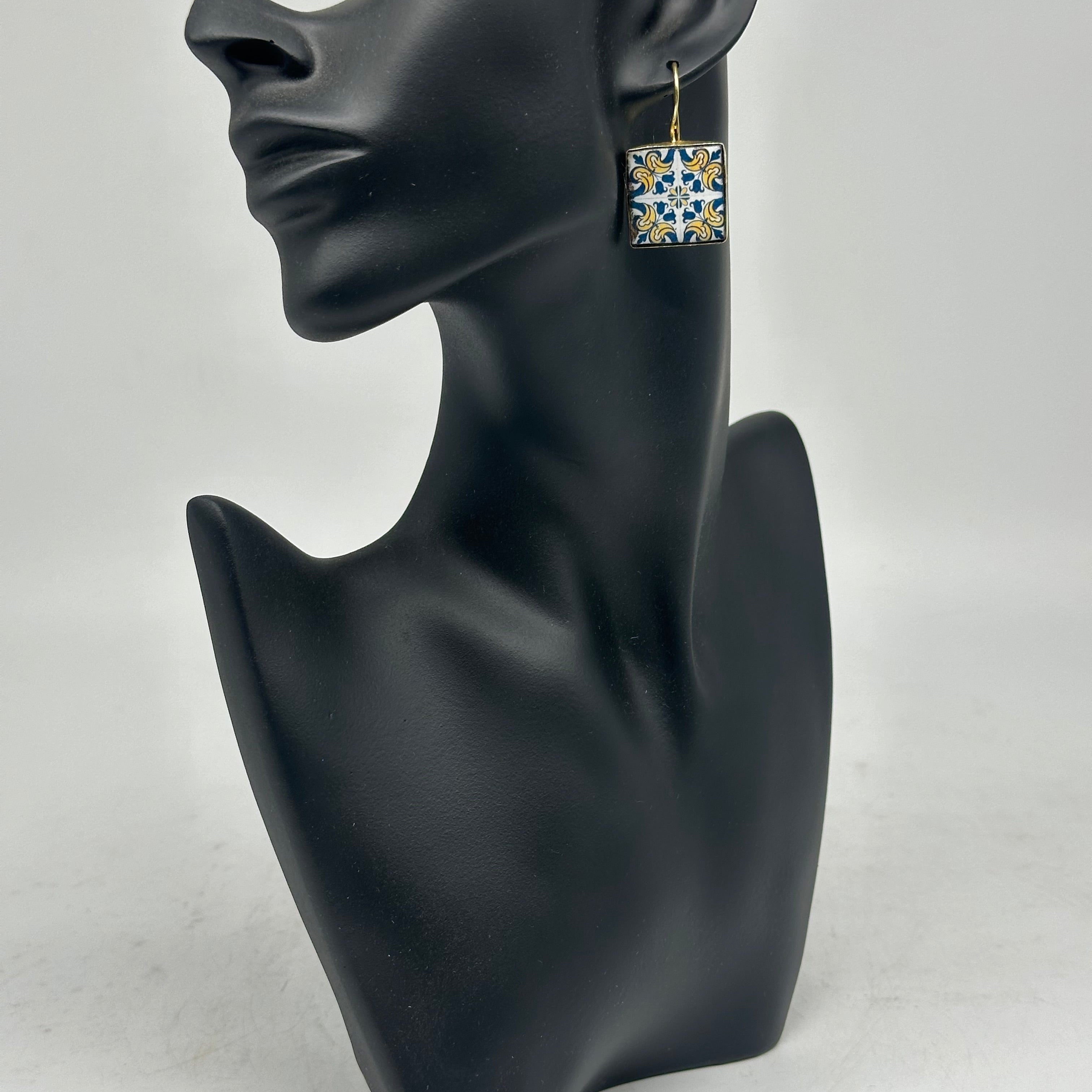 Orecchini Mattonella Maiolica Ceramica di Caltagirone V.20 - ORECCHINI