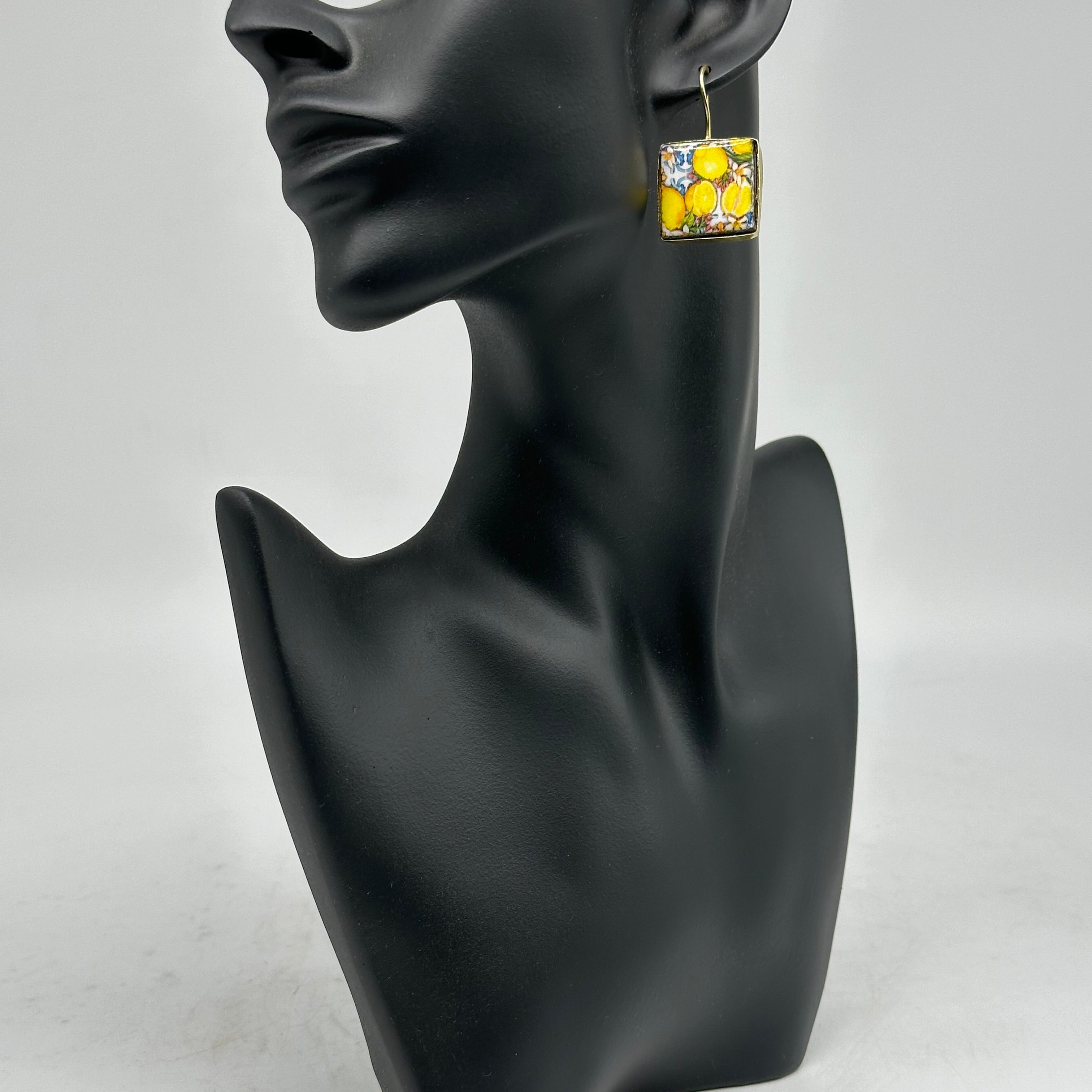 Orecchini Mattonella Maiolica Ceramica di Caltagirone V.14 - ORECCHINI