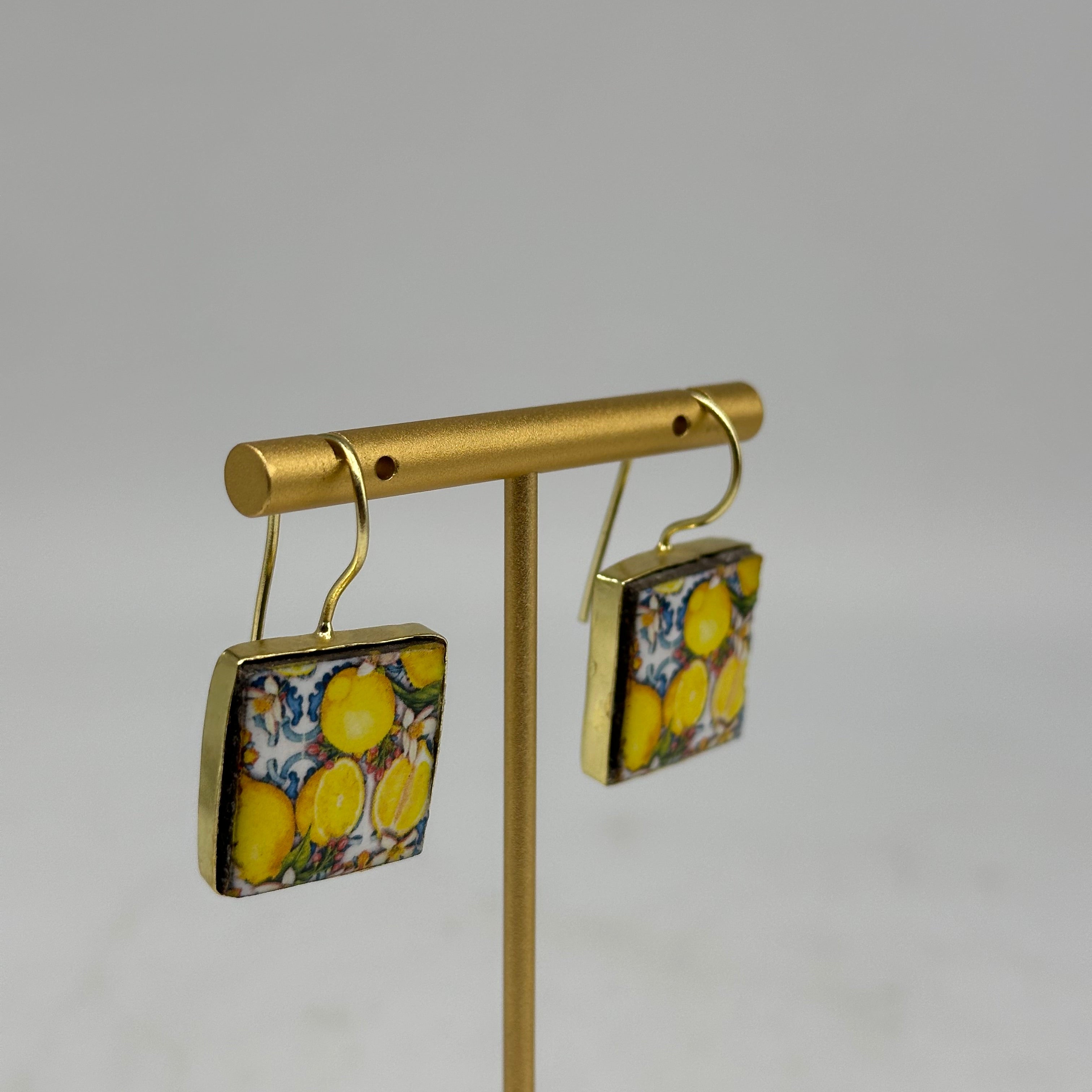 Orecchini Mattonella Maiolica Ceramica di Caltagirone V.14 - ORECCHINI