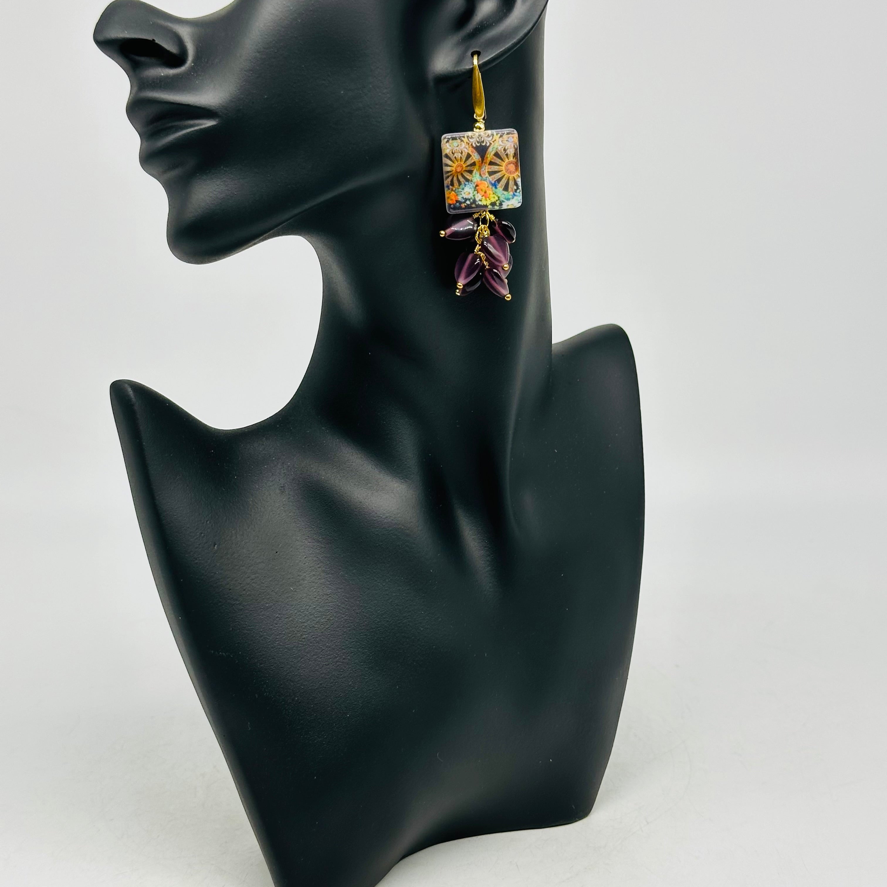 Orecchini Mattonella Maiolica Ceramica di Caltagirone V.3 - ORECCHINI