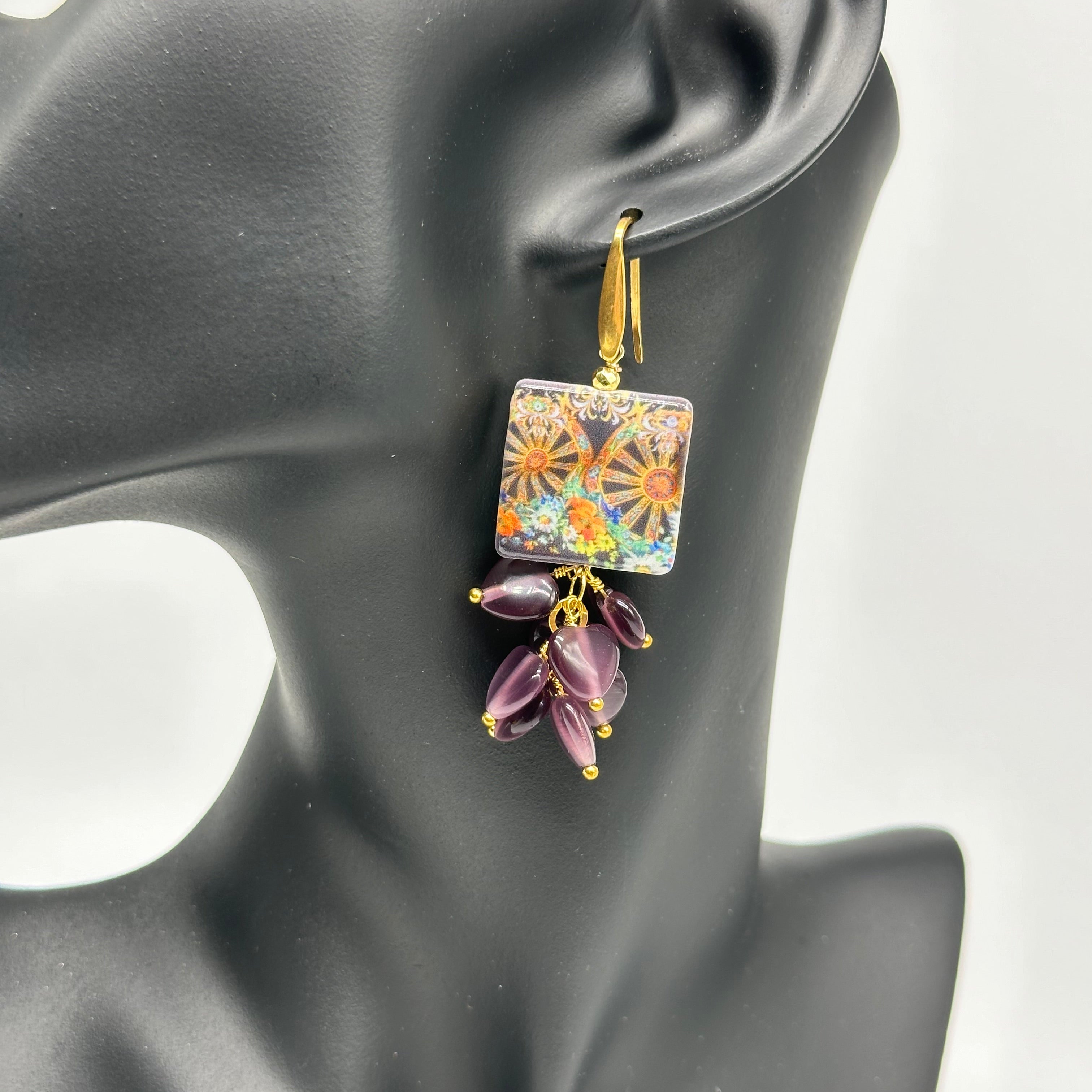 Orecchini Mattonella Maiolica Ceramica di Caltagirone V.3 - ORECCHINI