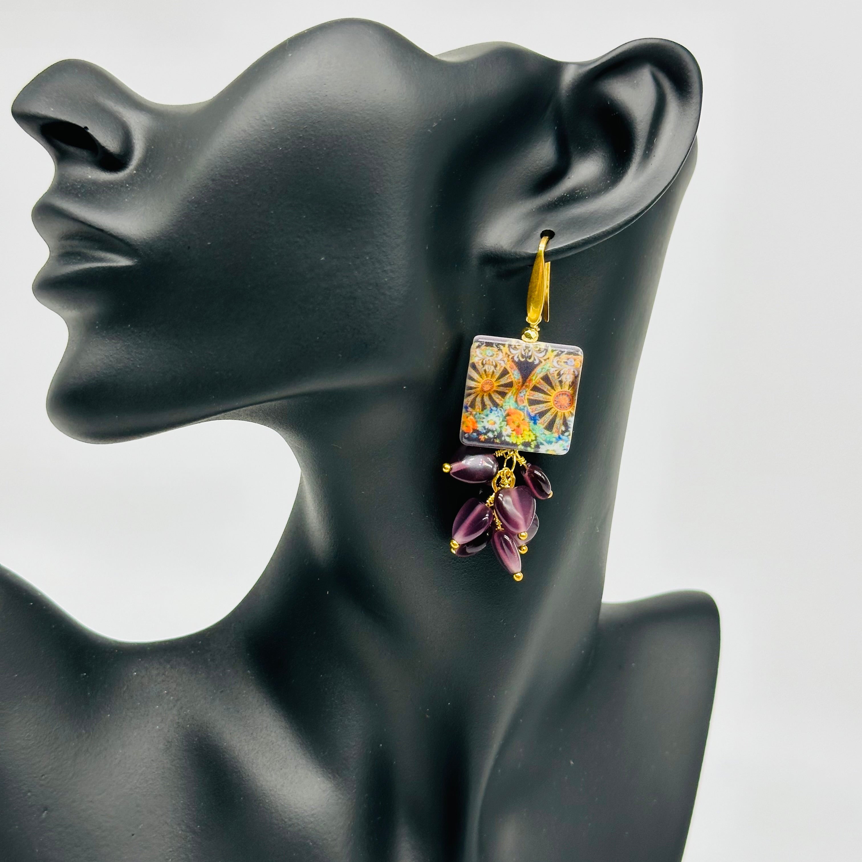 Orecchini Mattonella Maiolica Ceramica di Caltagirone V.3 - ORECCHINI