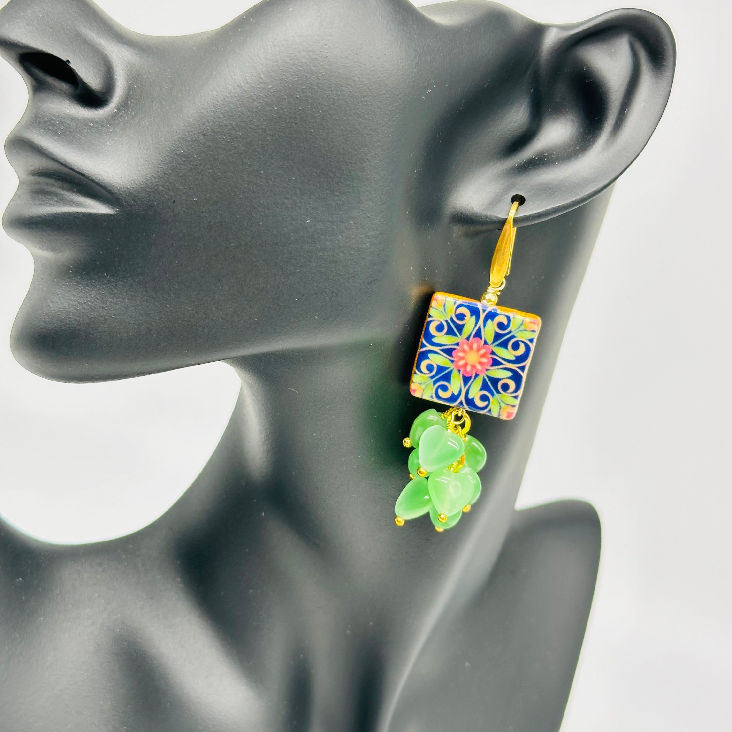 Orecchini Mattonella Maiolica Ceramica di Caltagirone V.5 - ORECCHINI