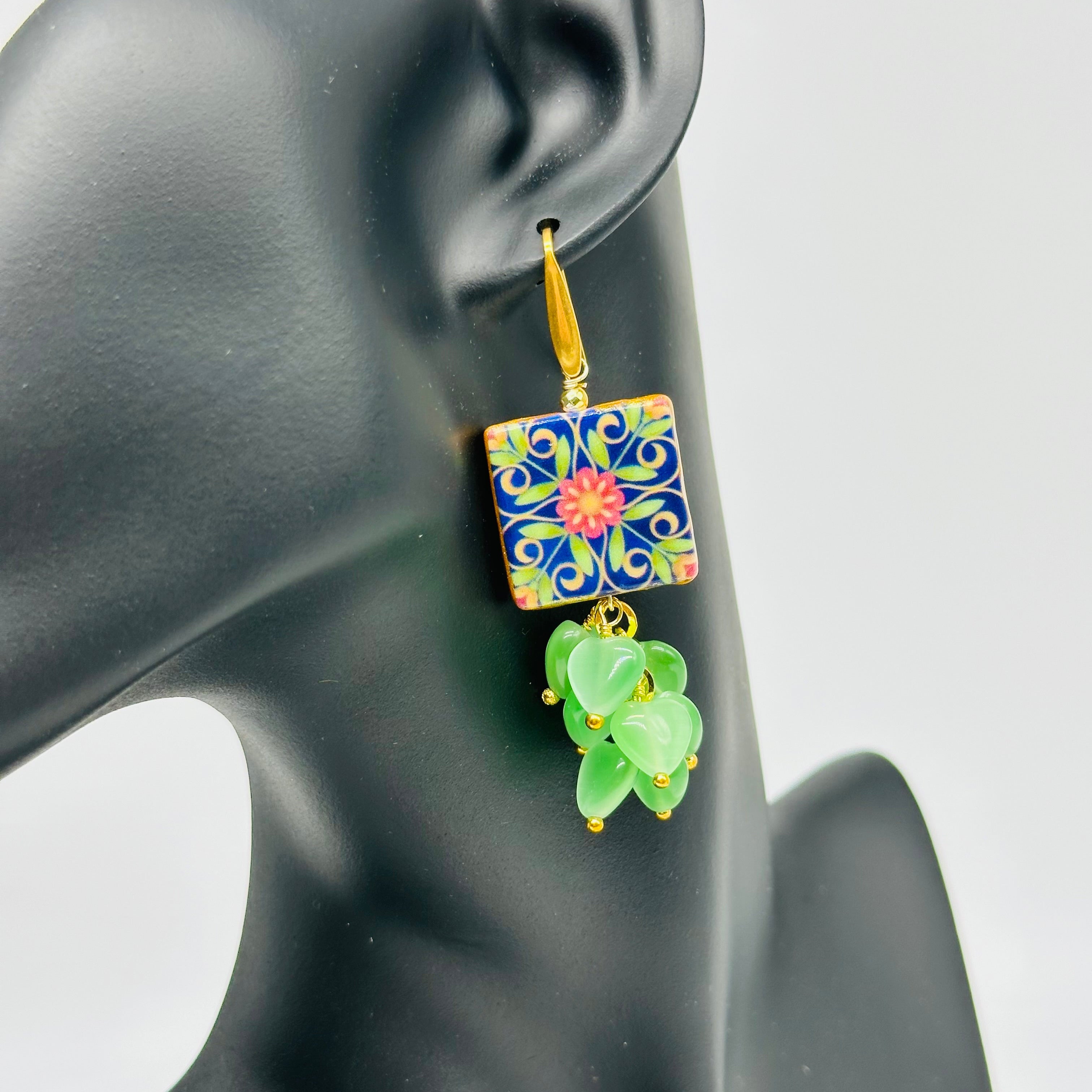 Orecchini Mattonella Maiolica Ceramica di Caltagirone V.5 - ORECCHINI