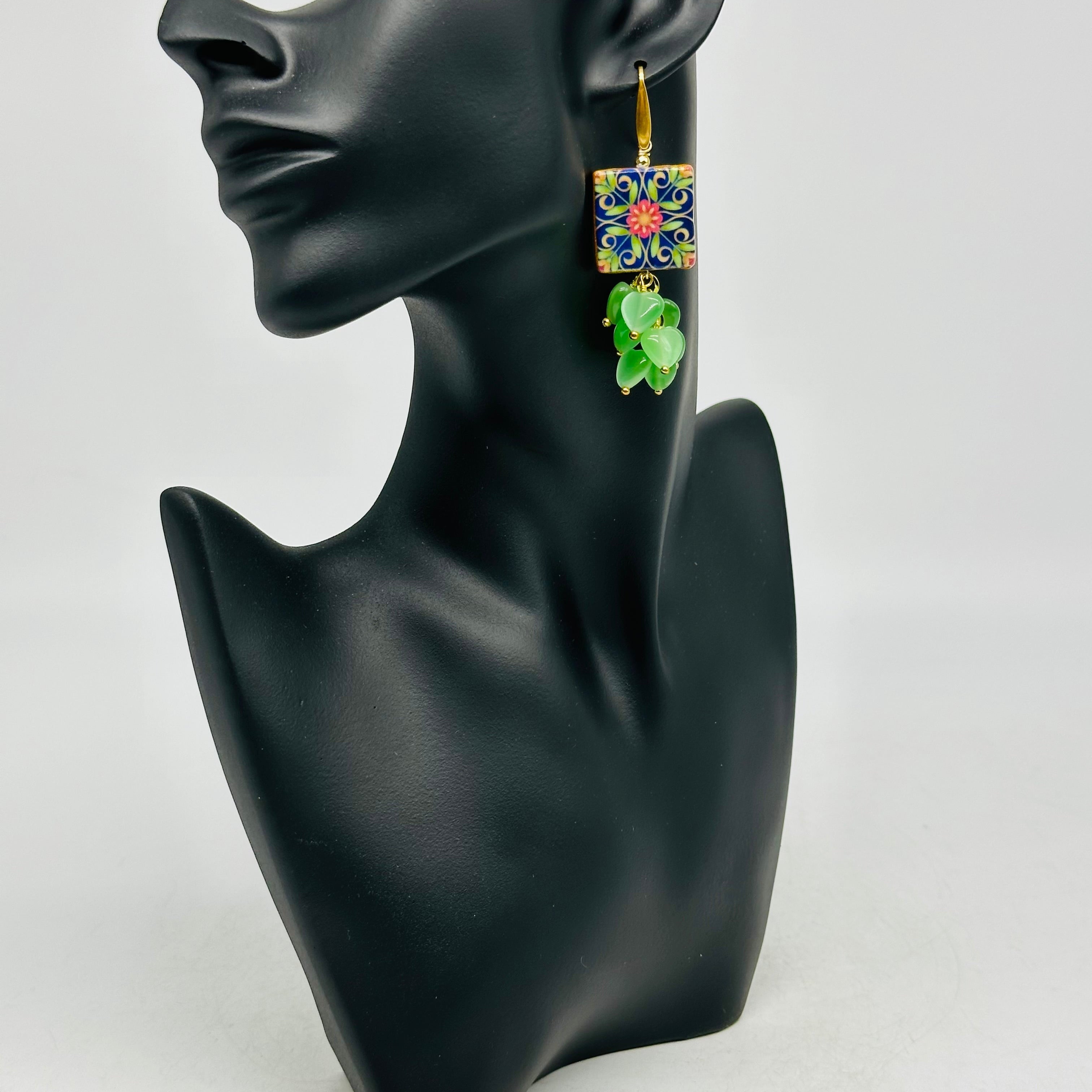 Orecchini Mattonella Maiolica Ceramica di Caltagirone V.5 - ORECCHINI