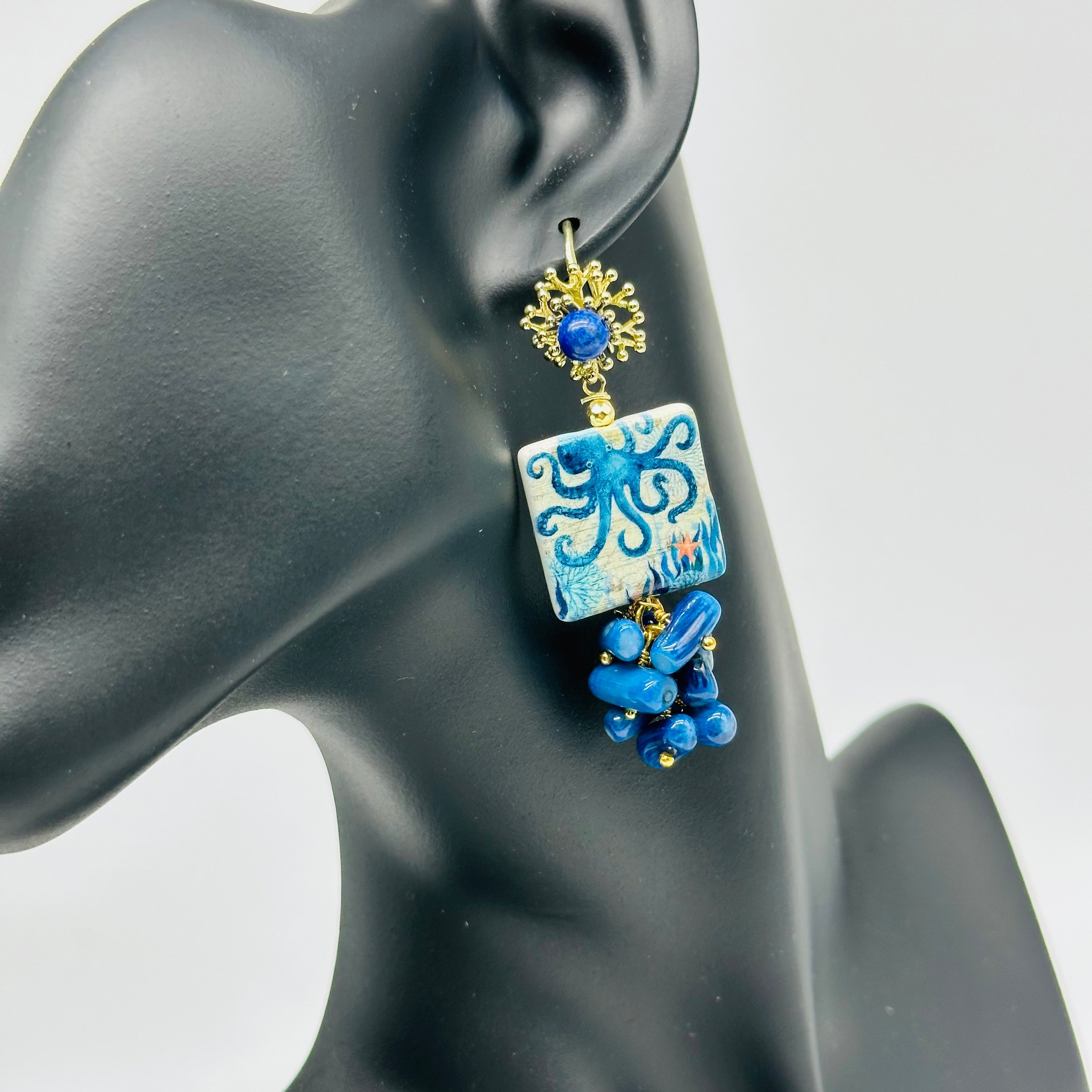 Orecchini Mattonella Maiolica Ceramica di Caltagirone V.6 - ORECCHINI