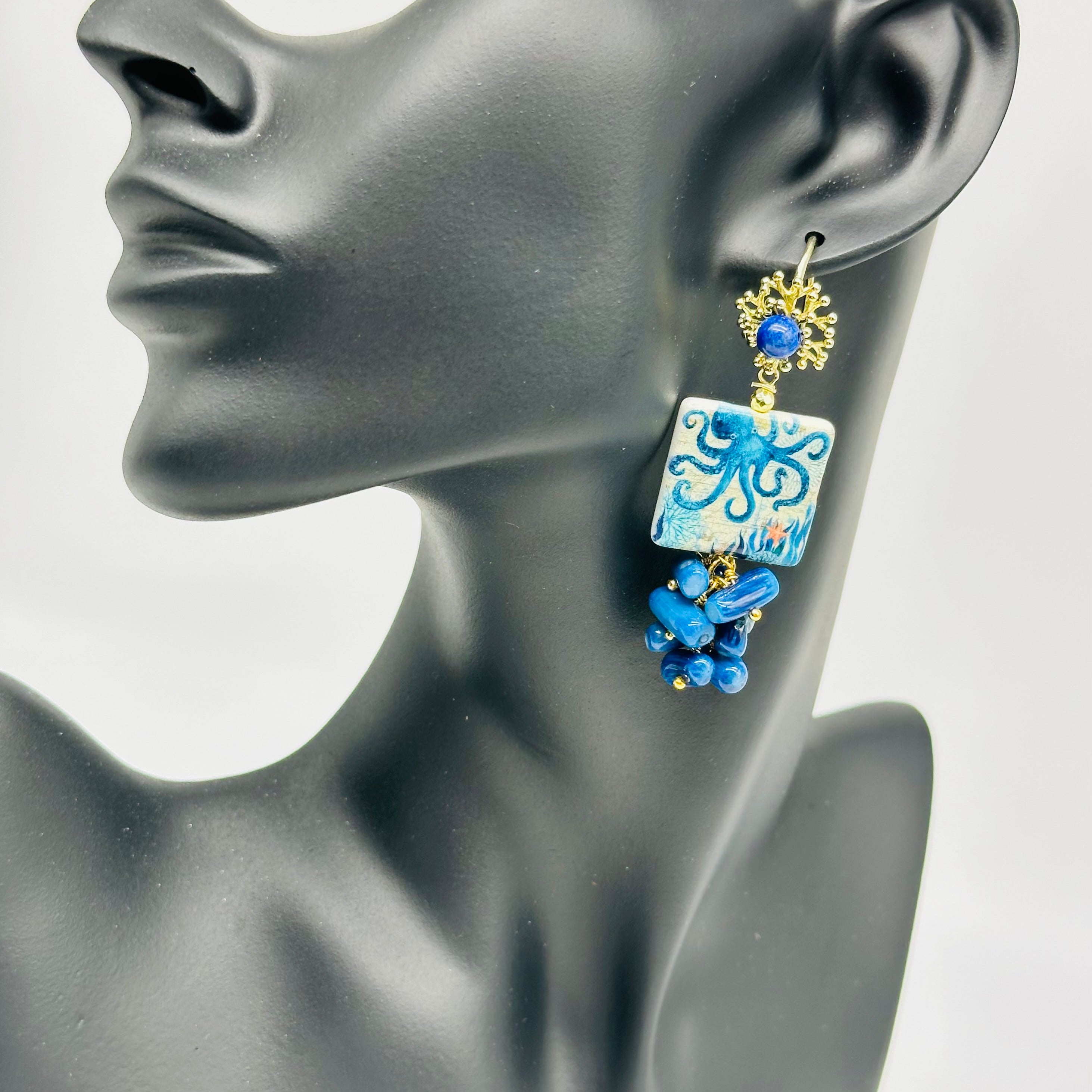 Orecchini Mattonella Maiolica Ceramica di Caltagirone V.6 - ORECCHINI