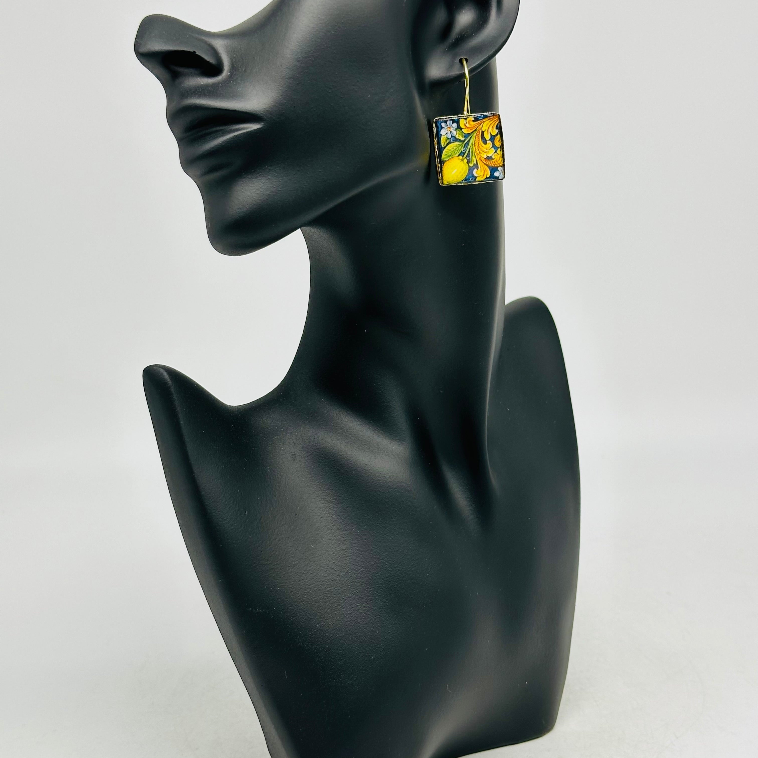 Orecchini Mattonella Maiolica Ceramica di Caltagirone V.7 - ORECCHINI