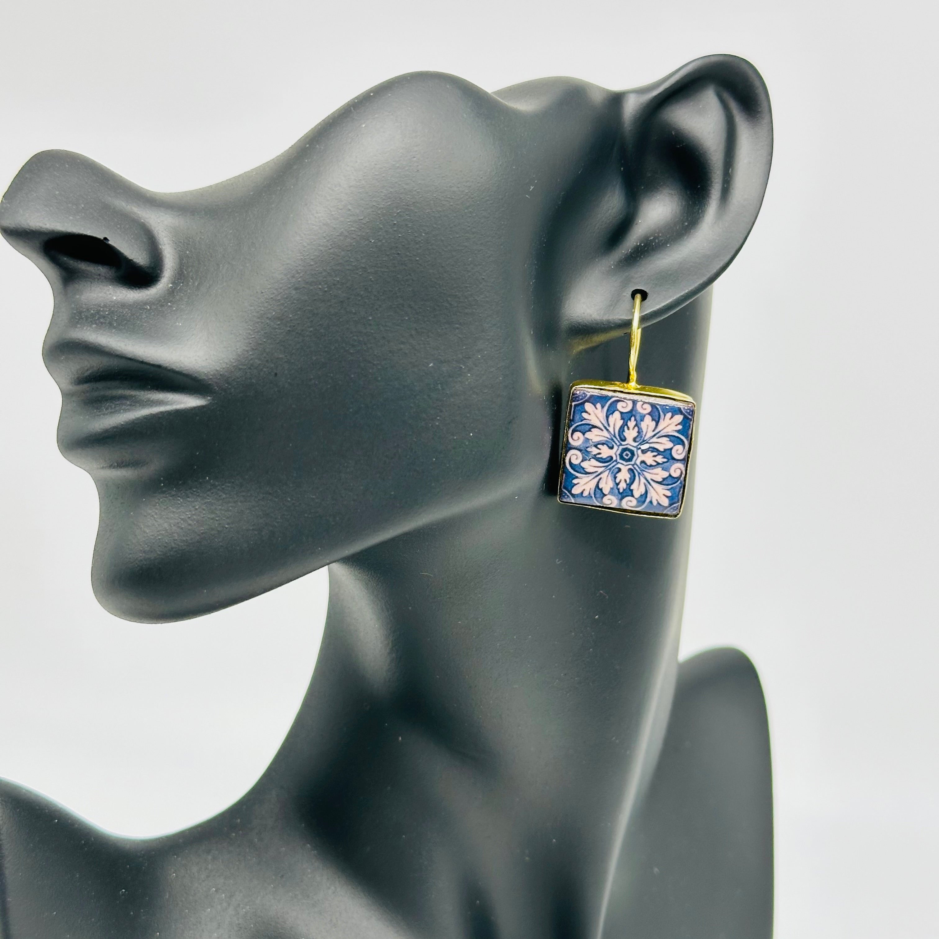 Orecchini Mattonella Maiolica Ceramica di Caltagirone V.9 - ORECCHINI