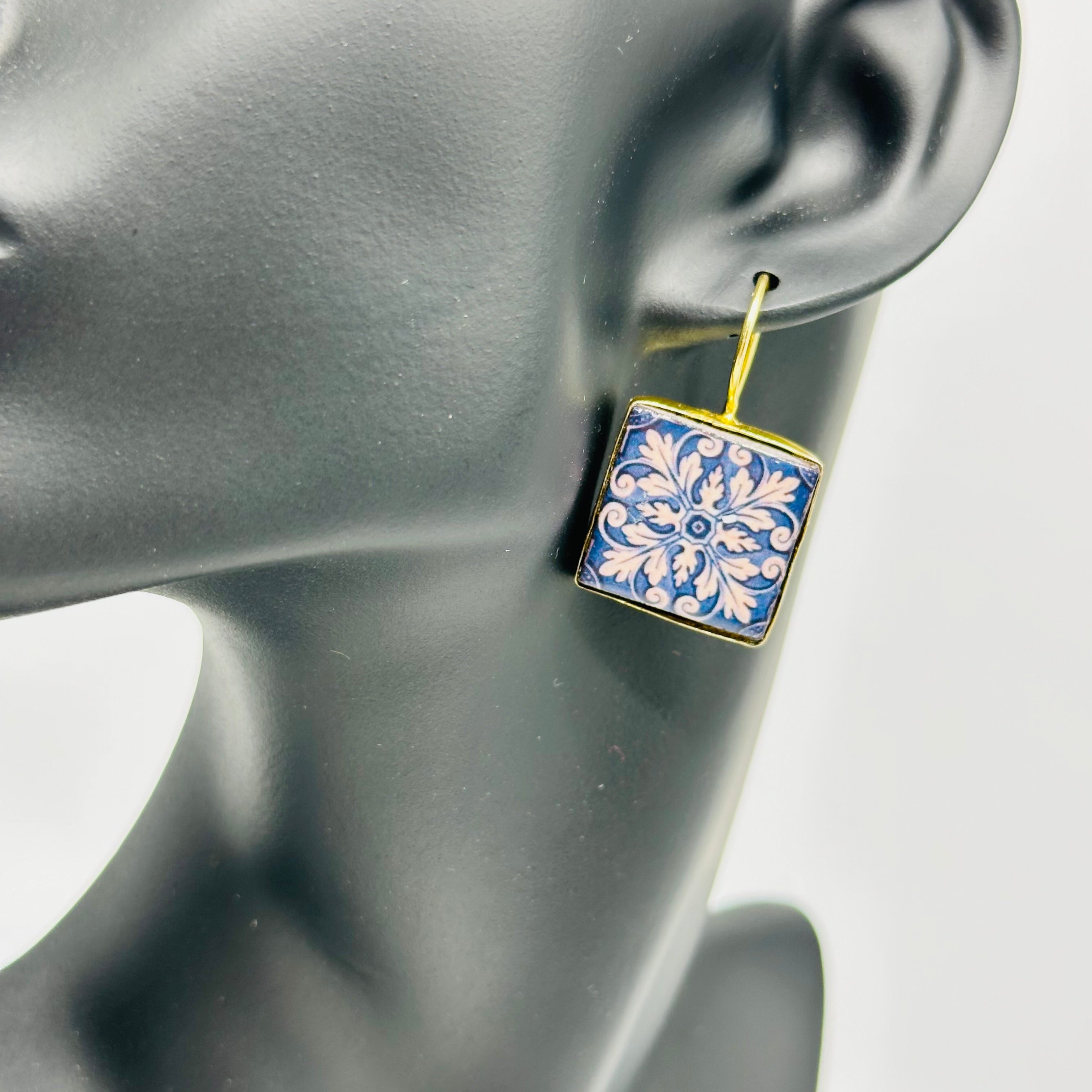 Orecchini Mattonella Maiolica Ceramica di Caltagirone V.9 - ORECCHINI