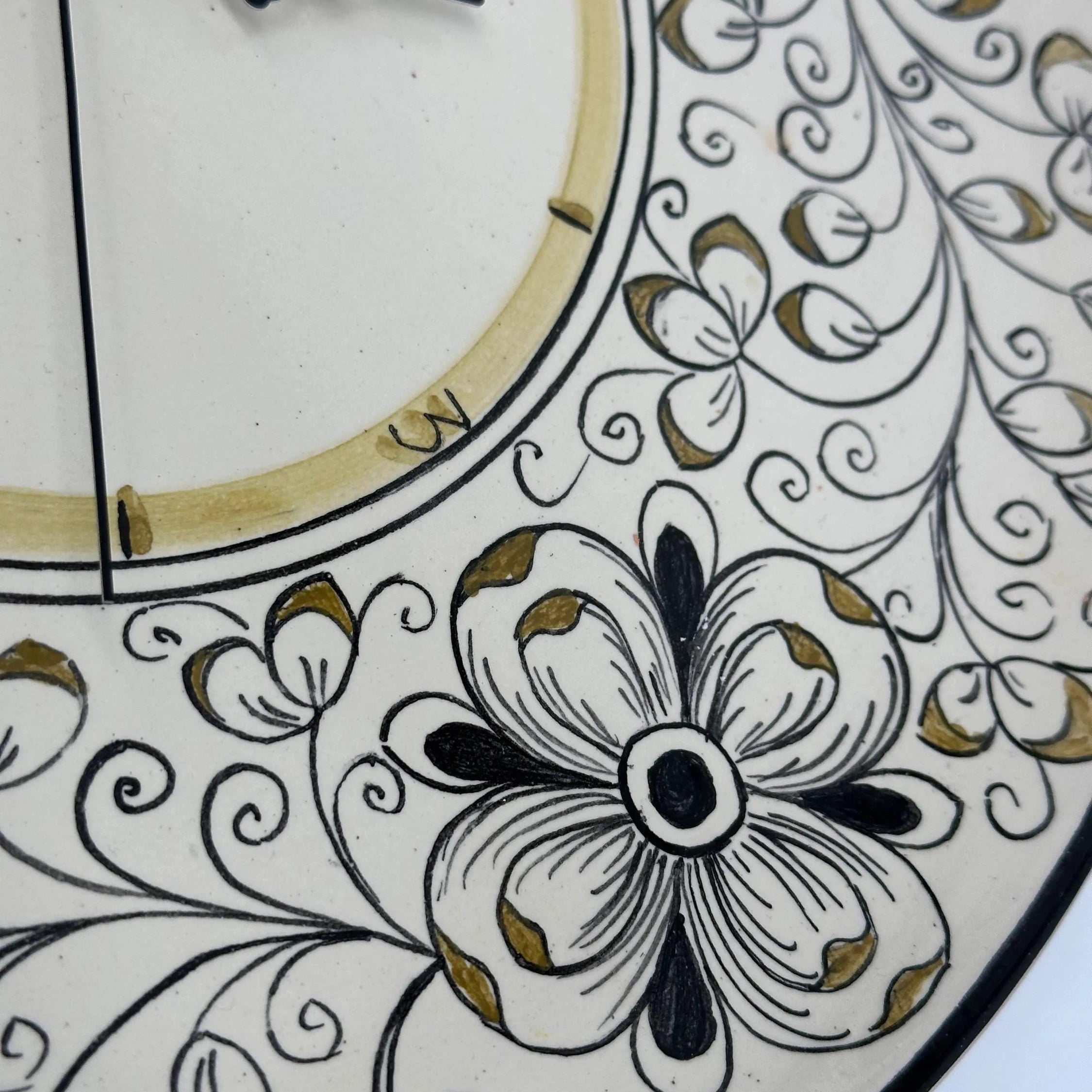 Orologio da Parete Ceramica Caltagirone Rotondo dipinto a mano cm D.30 Decoro n.7g DD CERAMICHE SICILIANE