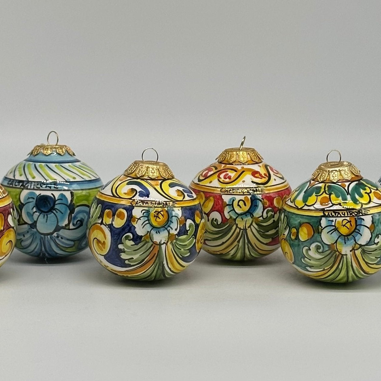 Palla di Natale Diametro 8cm decorata a mano Ceramica di Caltagirone VARI DECORI - DD CERAMICHE SICILIANE