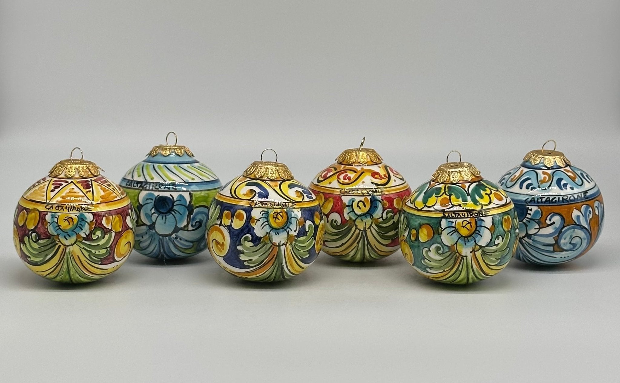 Palla di Natale Diametro 8cm decorata a mano Ceramica di Caltagirone VARI DECORI - DD CERAMICHE SICILIANE