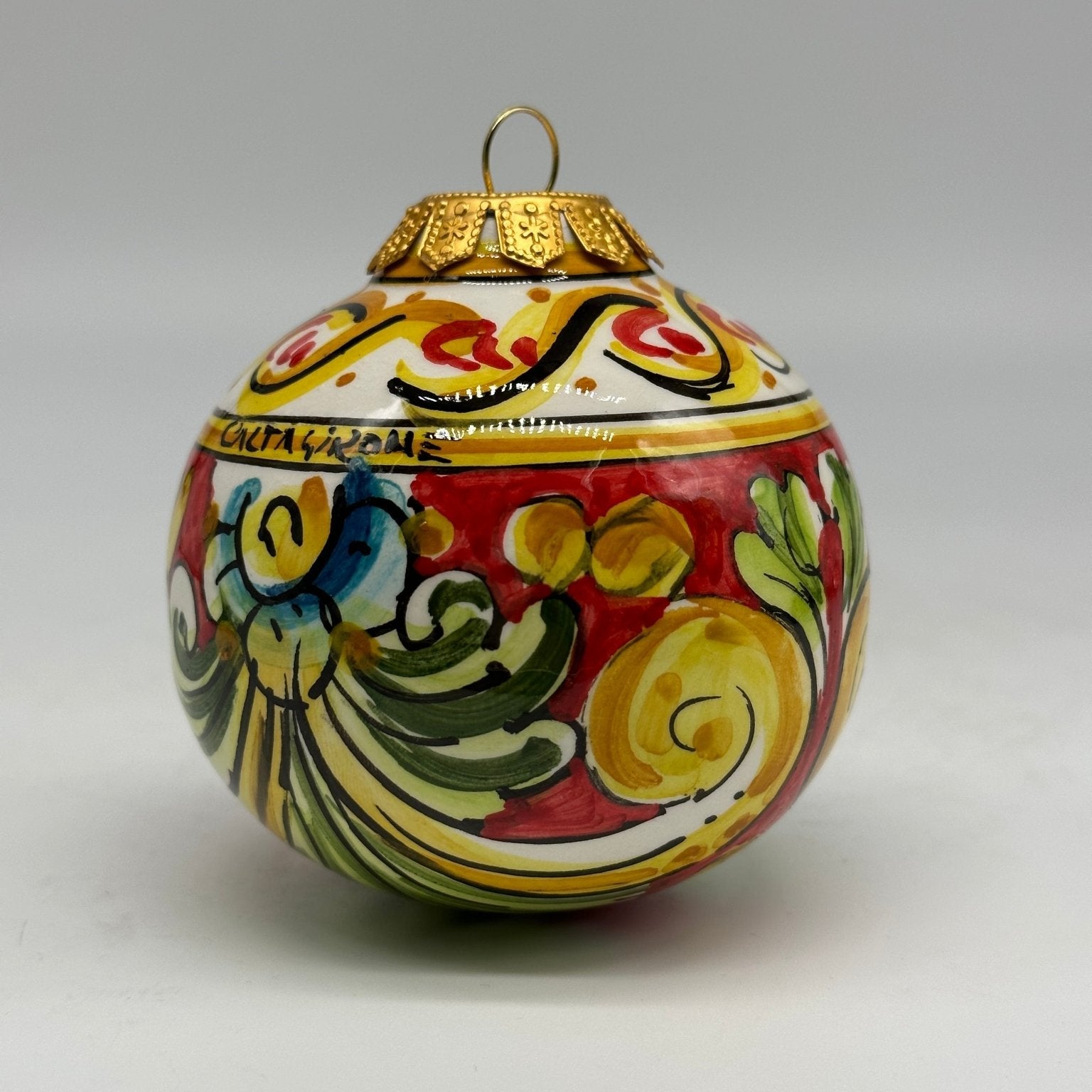 Palla di Natale Diametro 8cm decorata a mano Ceramica di Caltagirone VARI DECORI - DD CERAMICHE SICILIANE