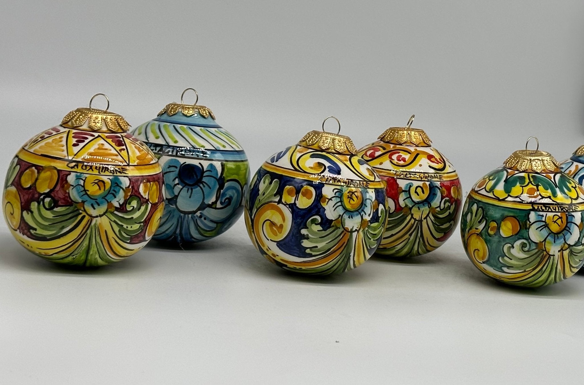 Palla di Natale Diametro 8cm decorata a mano Ceramica di Caltagirone VARI DECORI - DD CERAMICHE SICILIANE