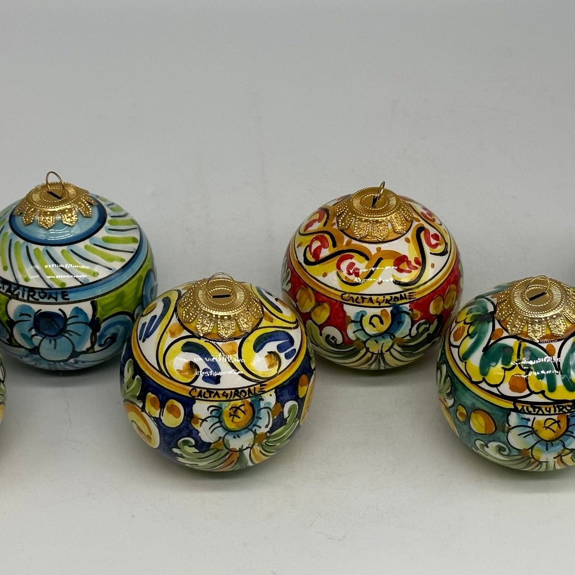 Palla di Natale Diametro 8cm decorata a mano Ceramica di Caltagirone VARI DECORI - DD CERAMICHE SICILIANE
