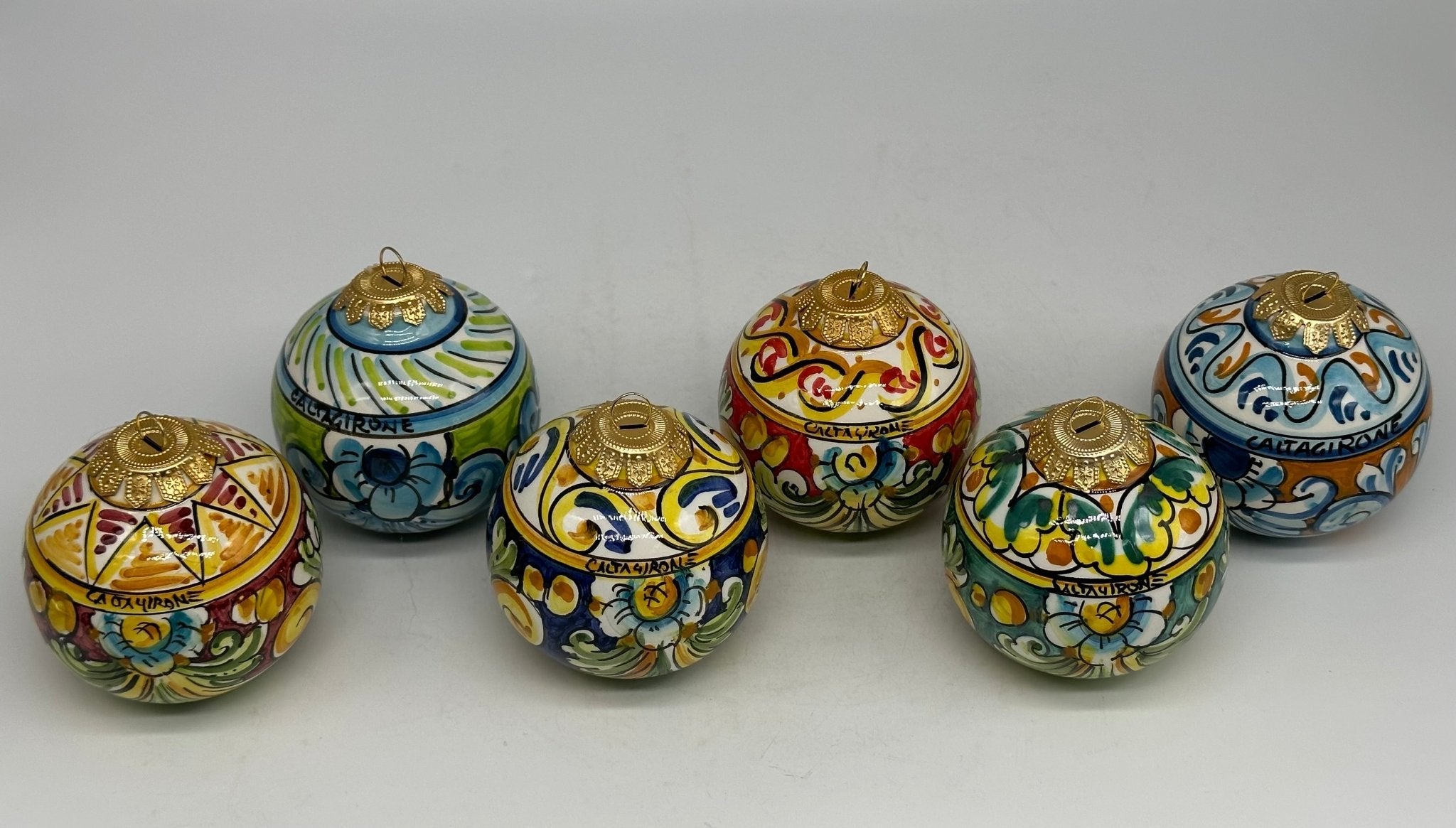 Palla di Natale Diametro 8cm decorata a mano Ceramica di Caltagirone VARI DECORI - DD CERAMICHE SICILIANE