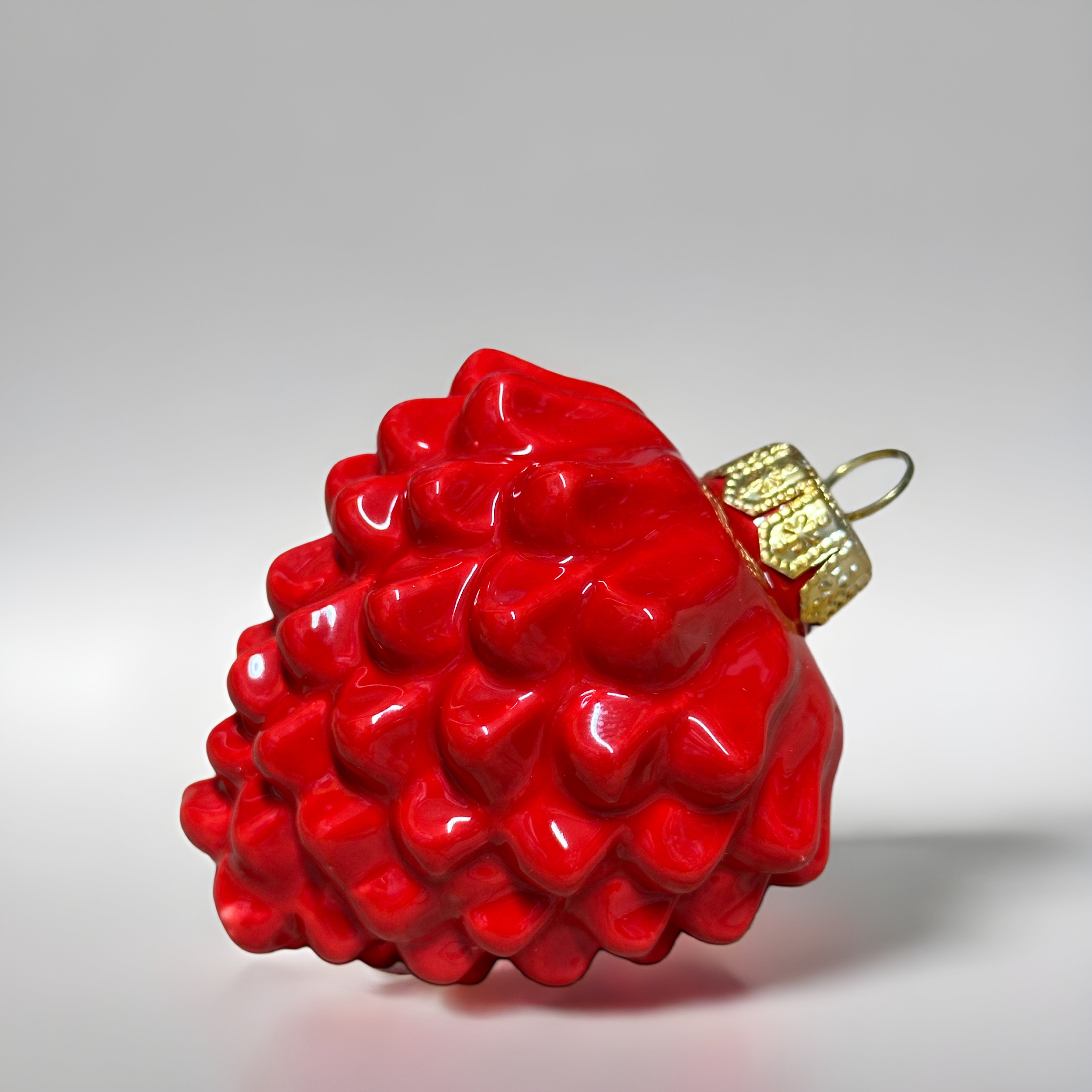 Pallina di Natale Pigna decorata a mano Ceramica di Caltagirone - Rosso - OGGETTISTICA