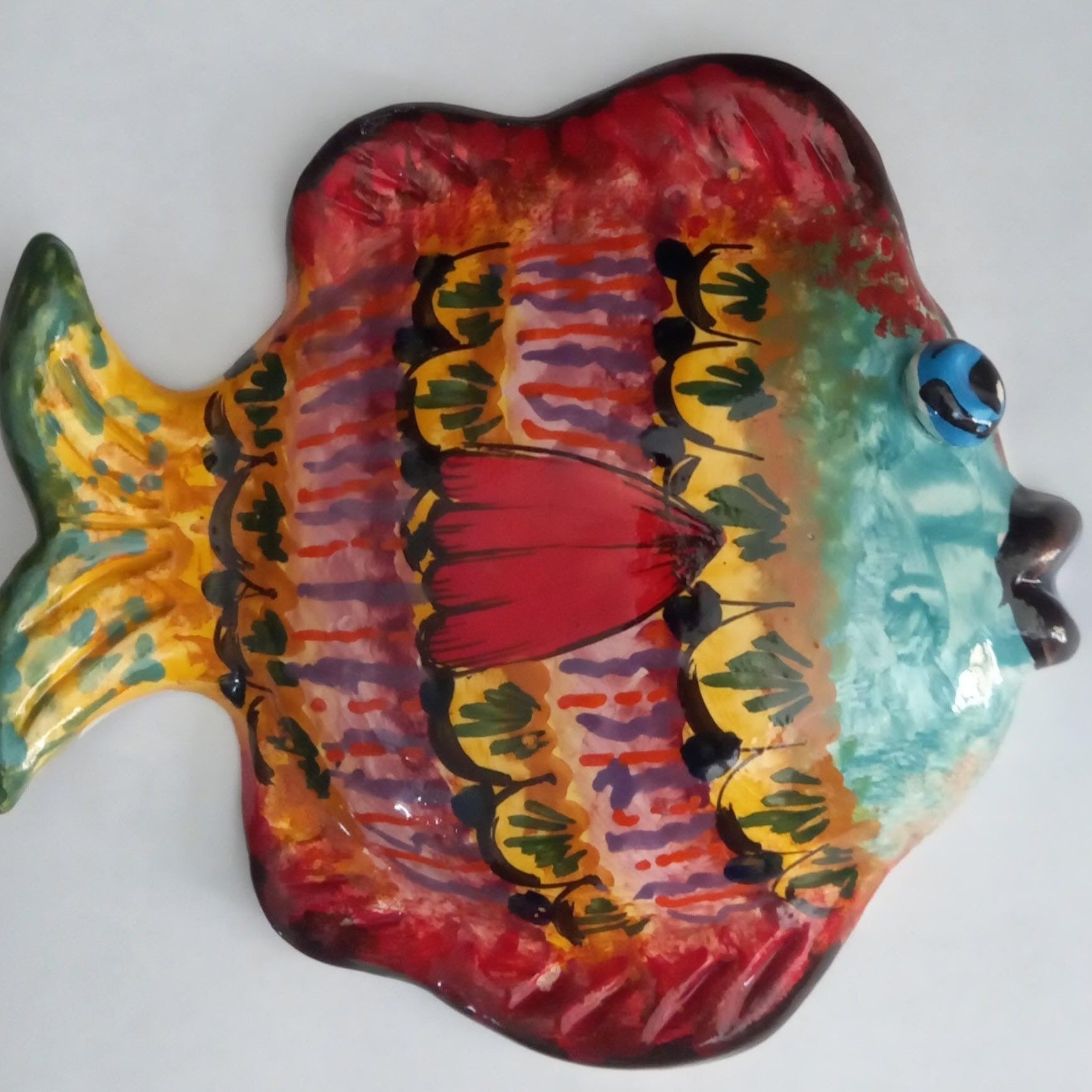 Pesce Murale dipinto a mano Decorazione Parete (vari modelli) - 1º modello - MADE IN SICILY