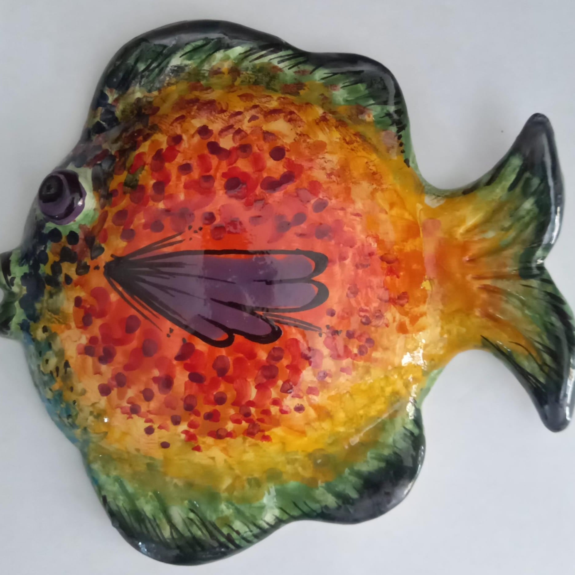 Pesce Murale dipinto a mano Decorazione Parete (vari modelli) - 3º modello - MADE IN SICILY