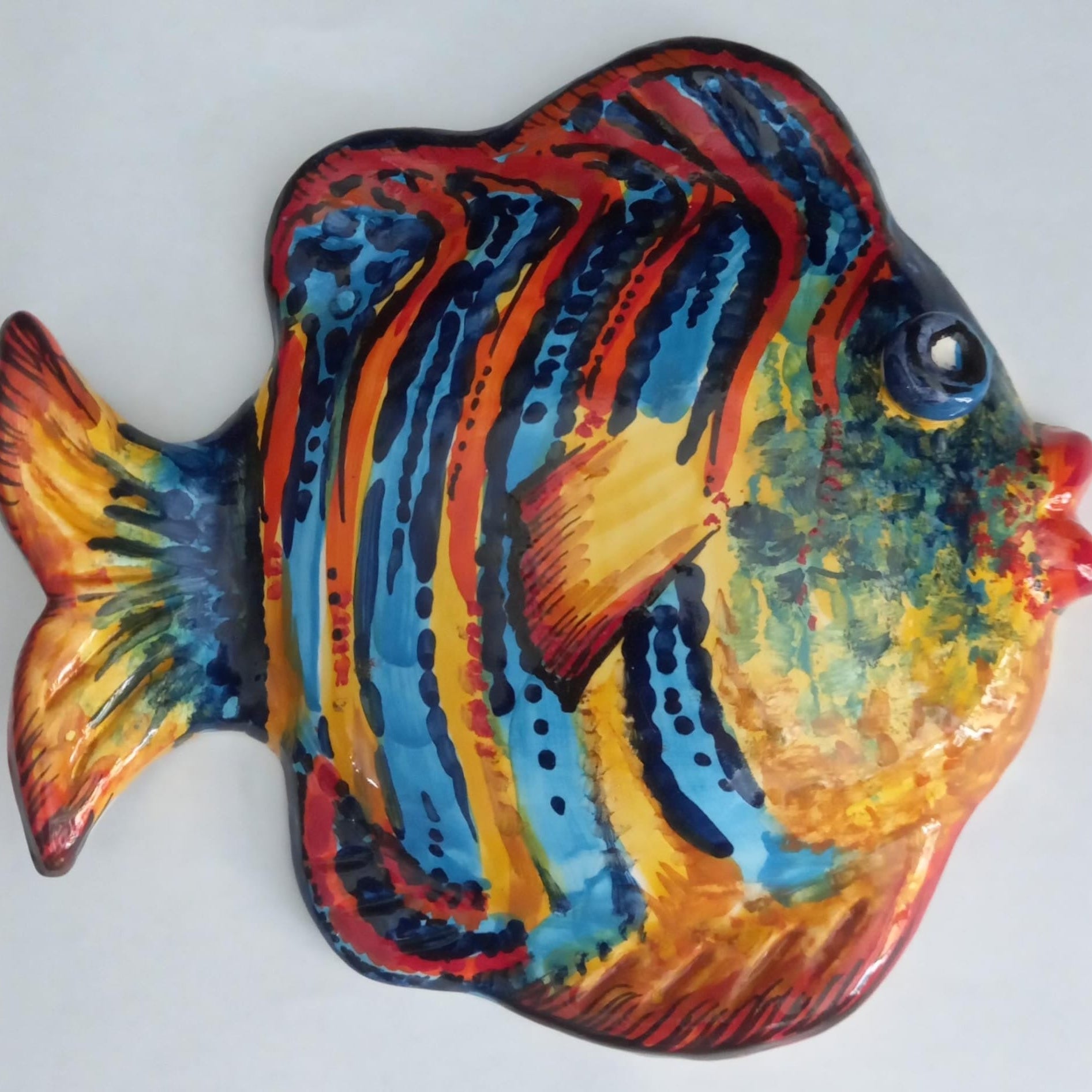 Pesce Murale dipinto a mano Decorazione Parete (vari modelli) - 4º modello - MADE IN SICILY