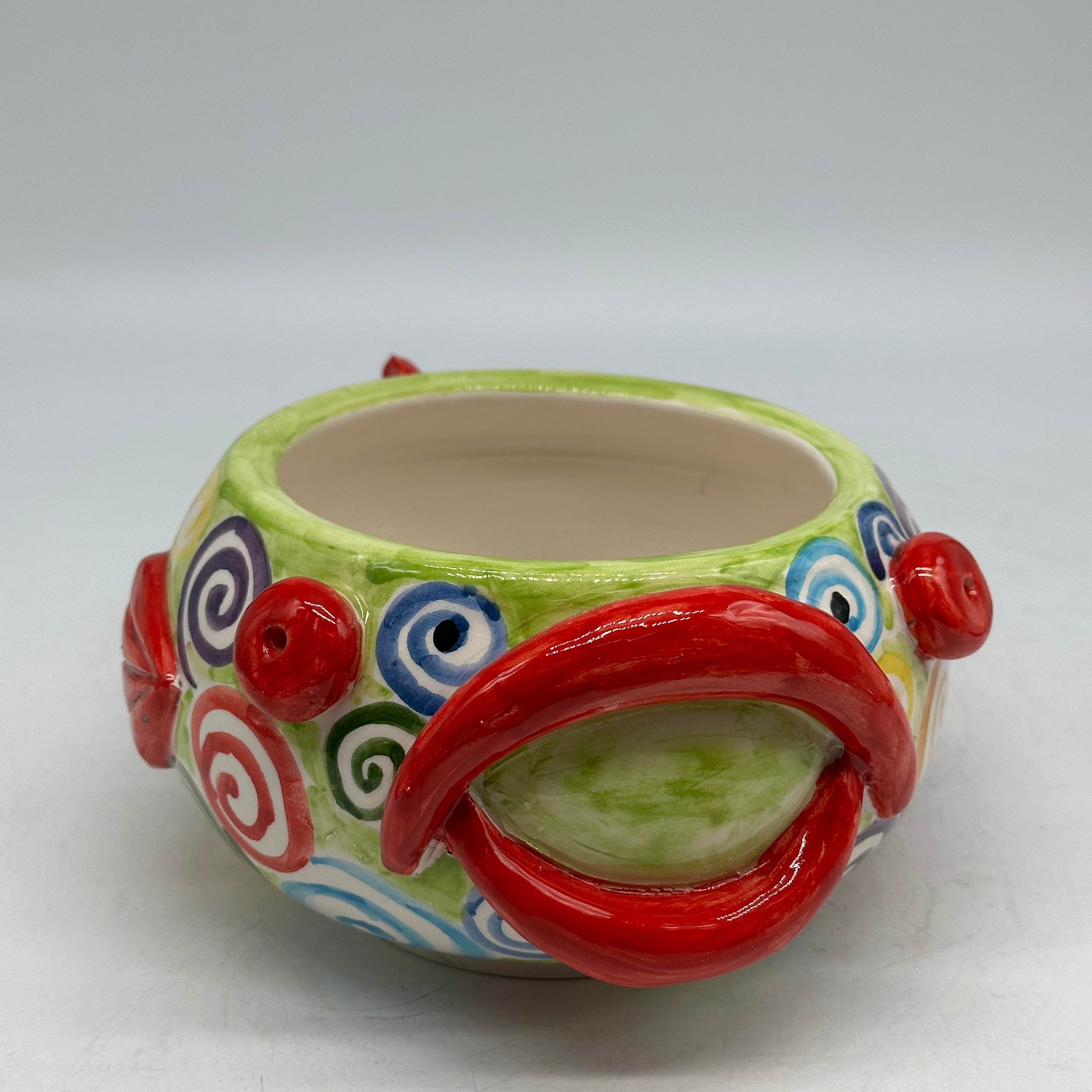 Pesce Svuotatasche cm H.10 L.18 P.22 Decorato a Mano Ceramica Caltagirone - OGGETTISTICA