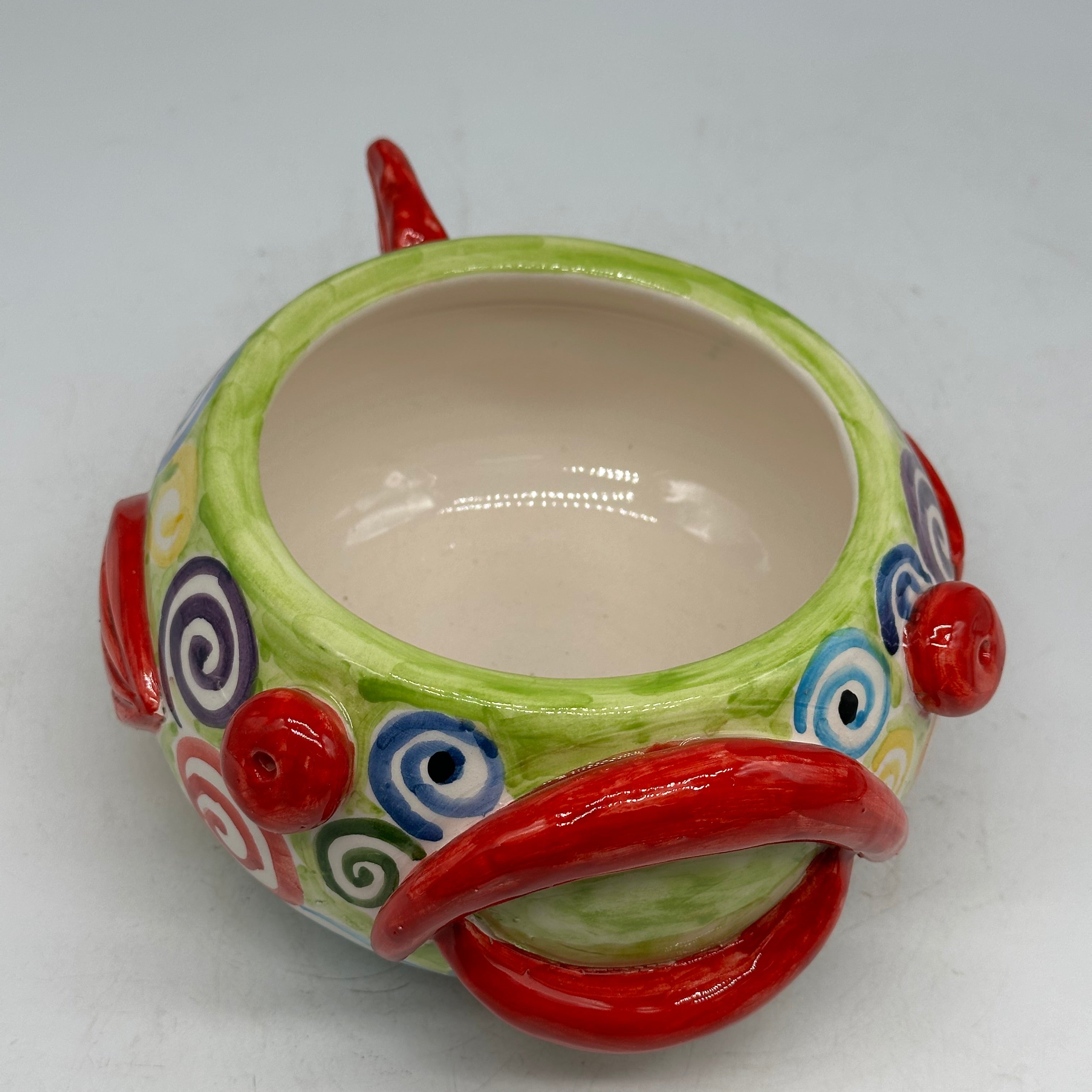 Pesce Svuotatasche cm H.10 L.18 P.22 Decorato a Mano Ceramica Caltagirone - OGGETTISTICA