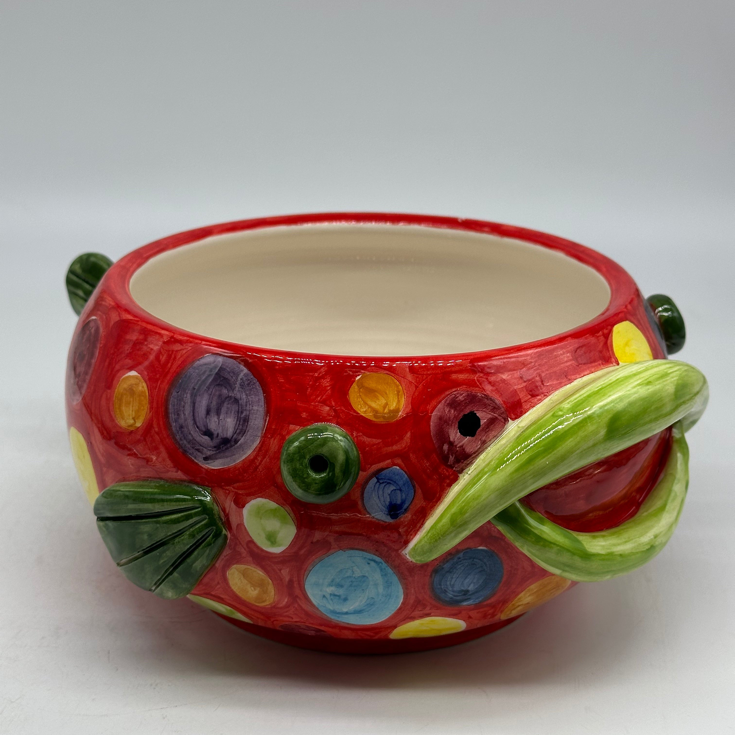 Pesce Svuotatasche cm H.11 L.24 P.27 Decorato a Mano Ceramica Caltagirone - OGGETTISTICA