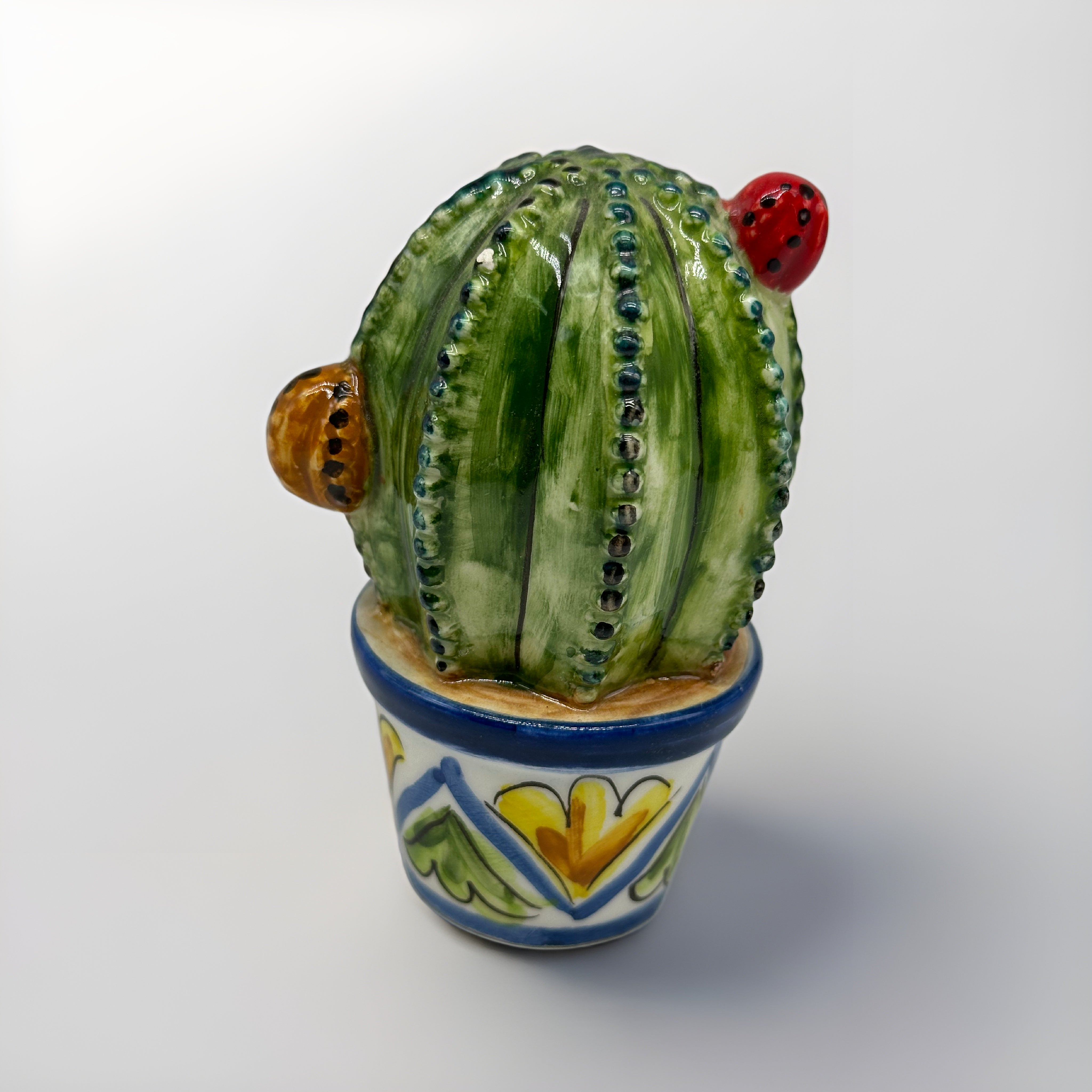 Piantina Grassa Cactus Decorata Ceramica Caltagirone - BOMBONIERA