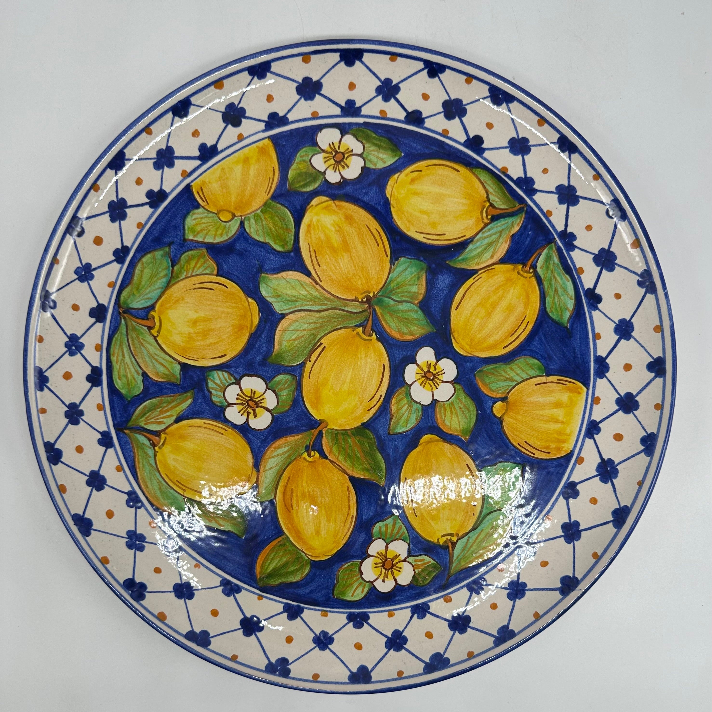 Piatto da Portata Diametro 37cm Uso Alimentare Ceramica Caltagirone - Limoni - PIATTI SERVIZIO