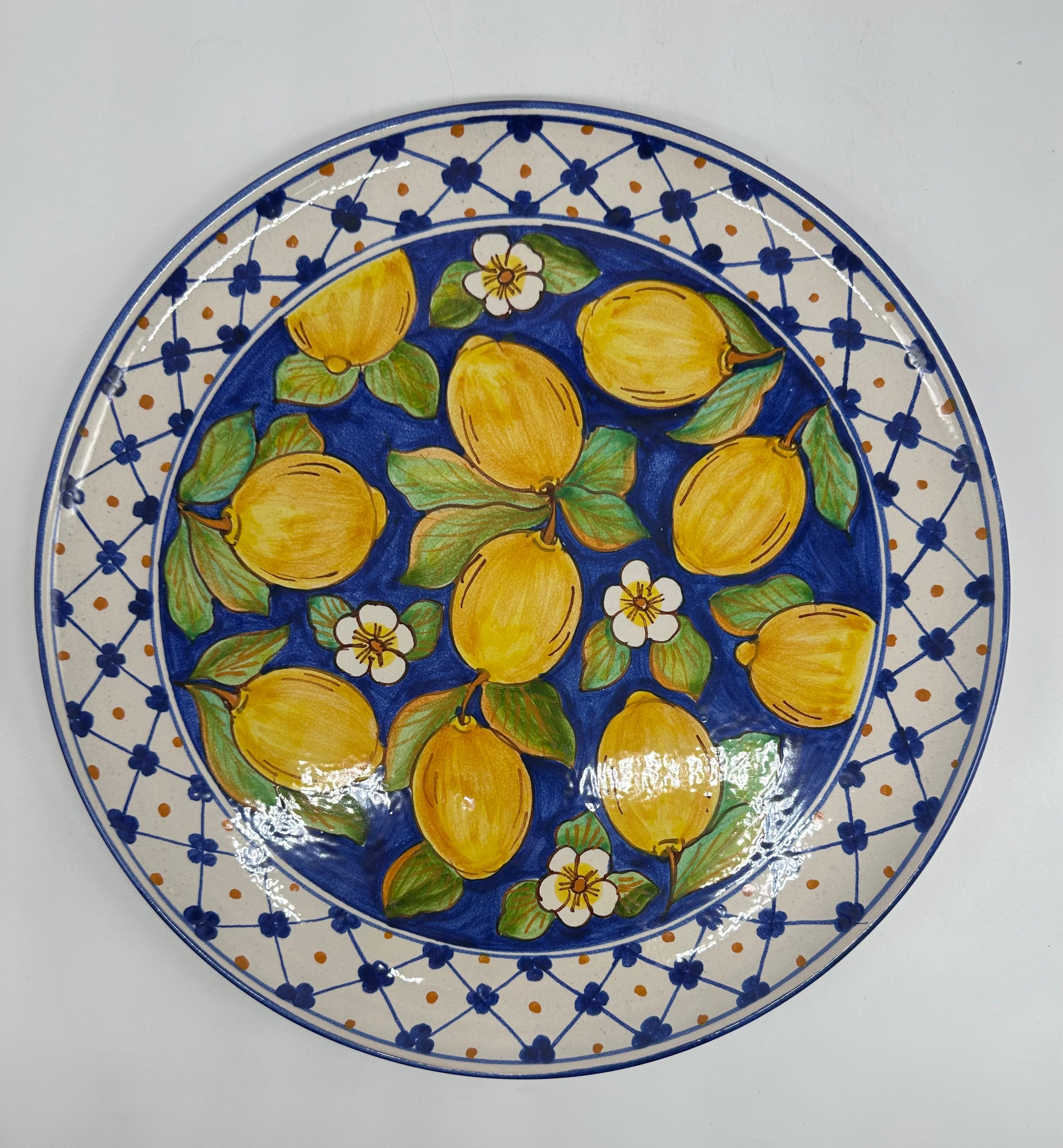 Piatto da Portata Diametro 37cm Uso Alimentare Ceramica Caltagirone - Limoni - PIATTI SERVIZIO