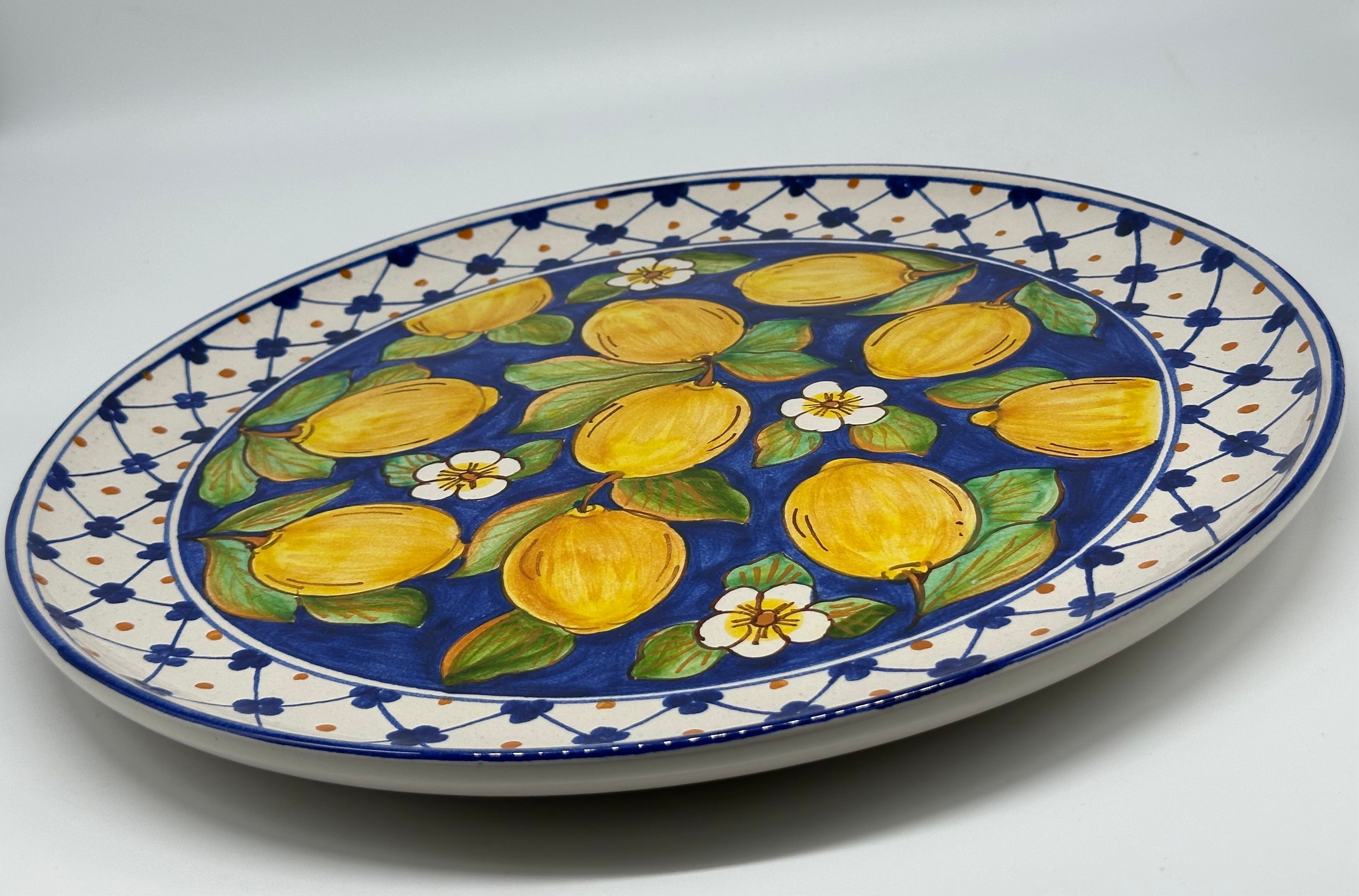 Piatto da Portata Diametro 37cm Uso Alimentare Ceramica Caltagirone - Limoni - PIATTI SERVIZIO