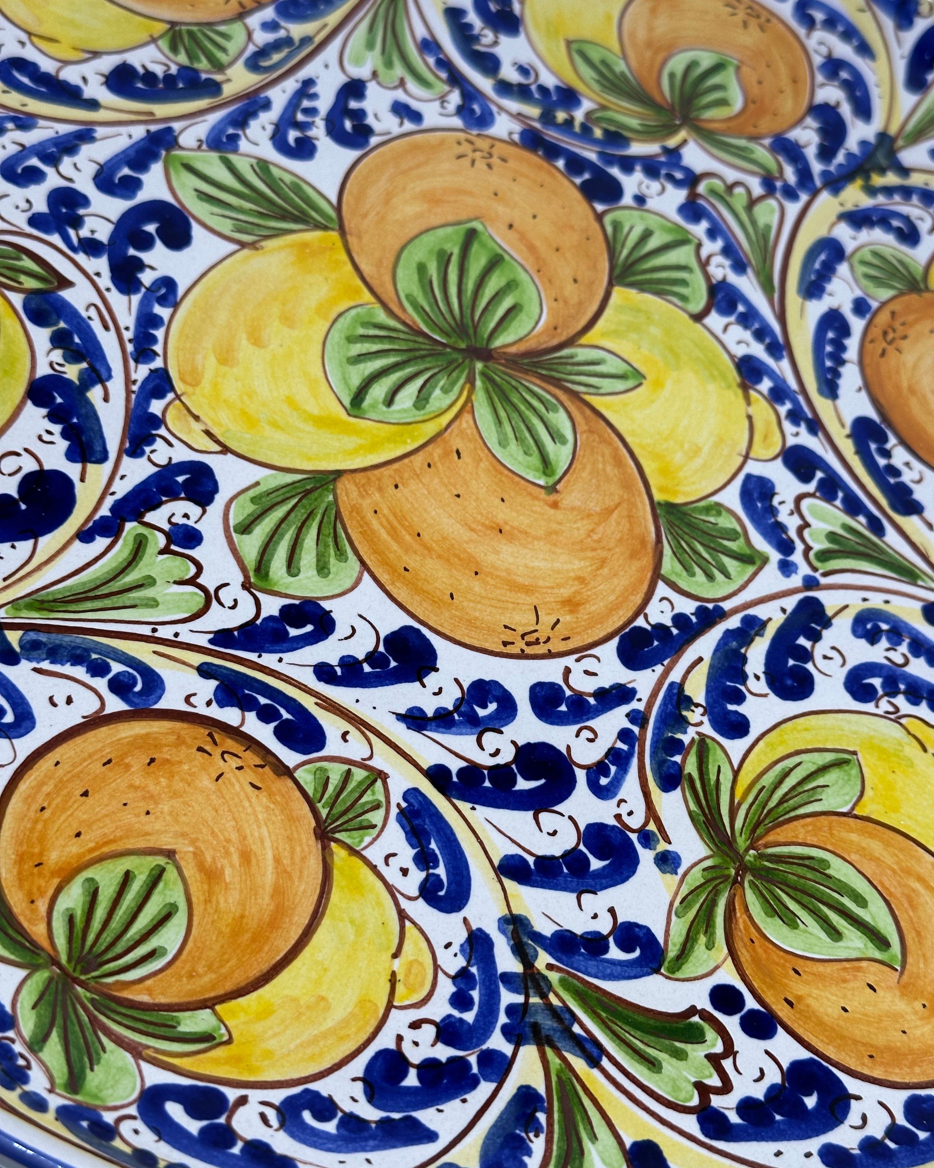 Piatto da Portata Diametro 37cm Uso Alimentare Ceramica Caltagirone - Agrumi - PIATTI SERVIZIO