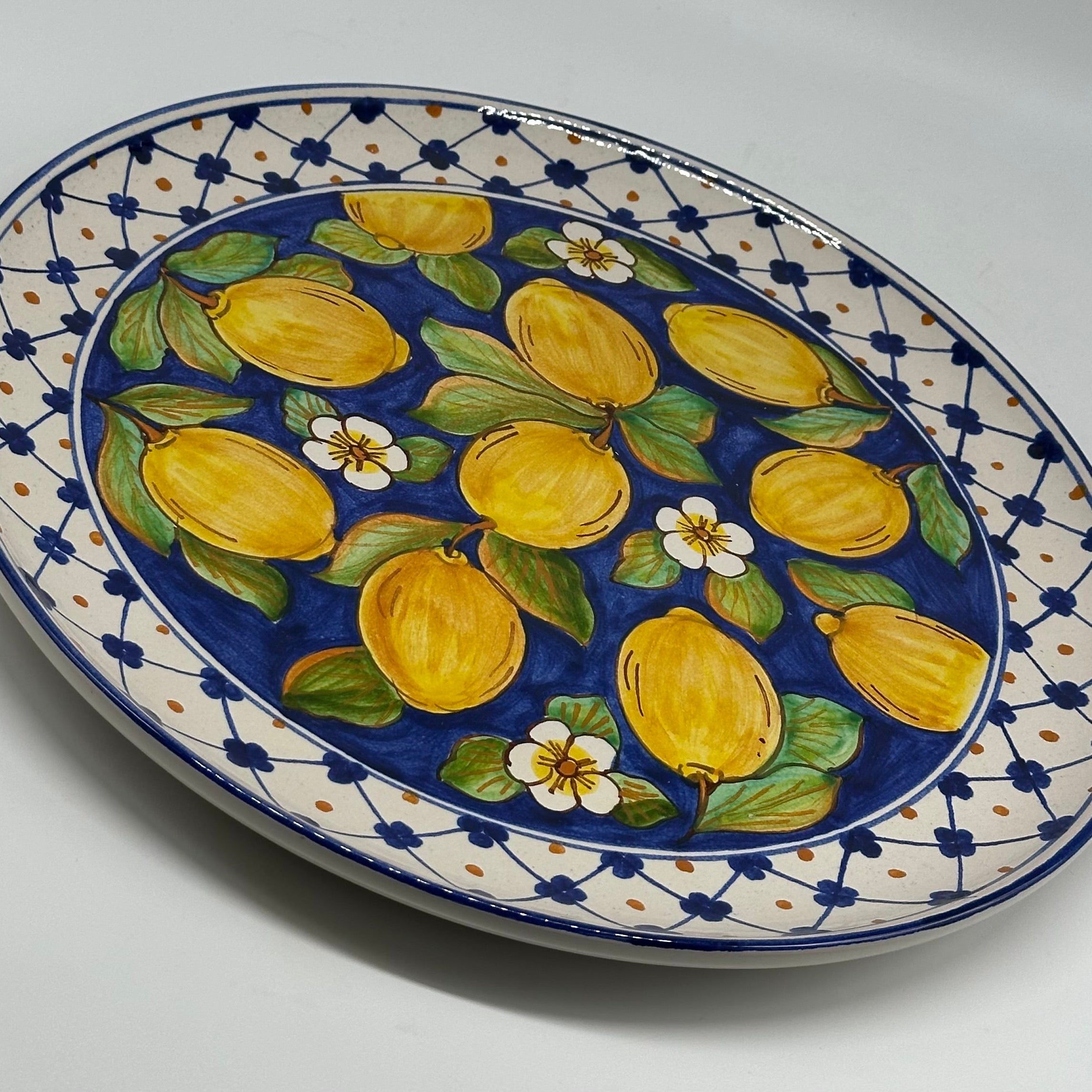 Piatto da Portata Diametro 37cm Uso Alimentare Ceramica Caltagirone - Limoni - PIATTI SERVIZIO