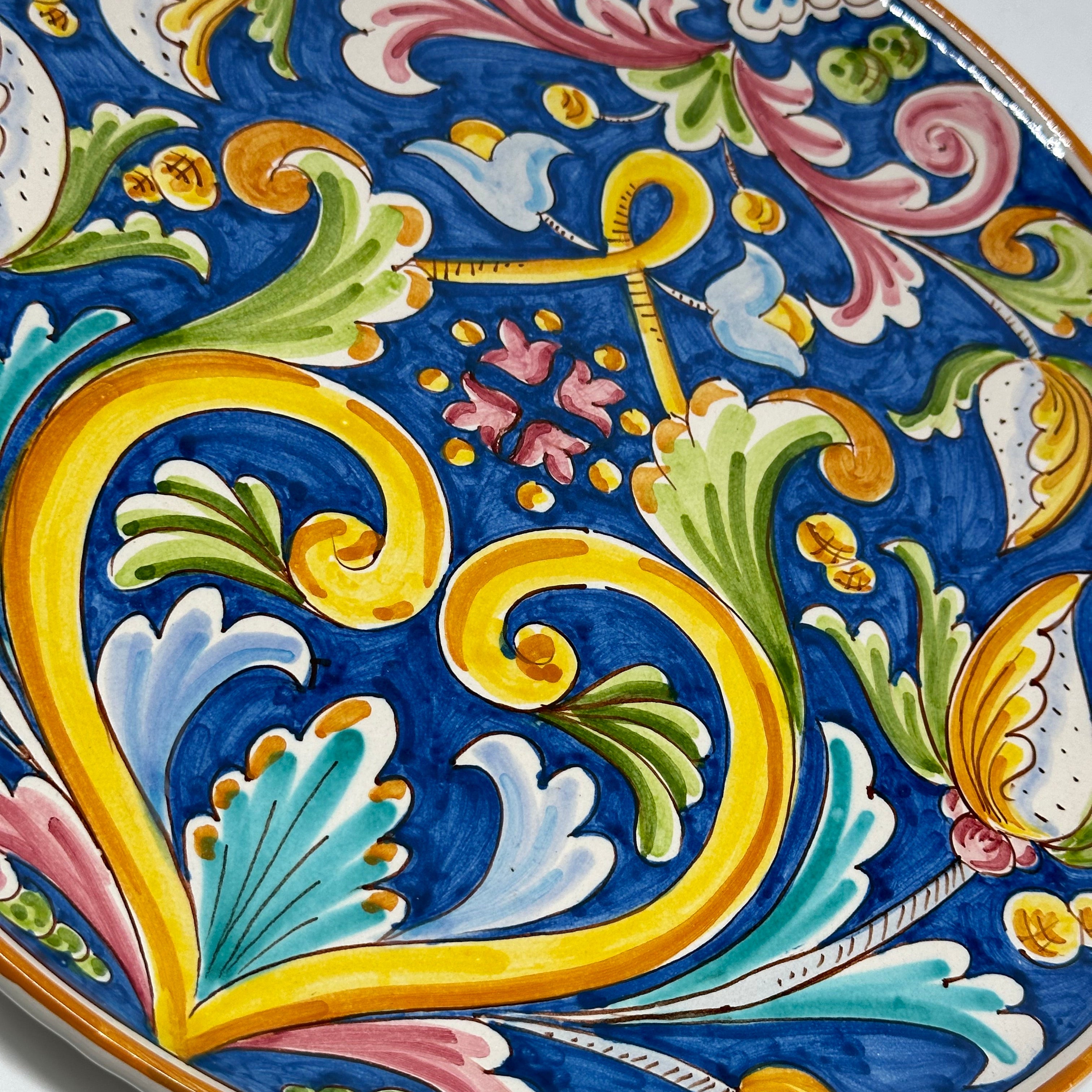 Piatto da Portata Diametro 37cm Uso Alimentare Ceramica Caltagirone - Fiori - PIATTI SERVIZIO