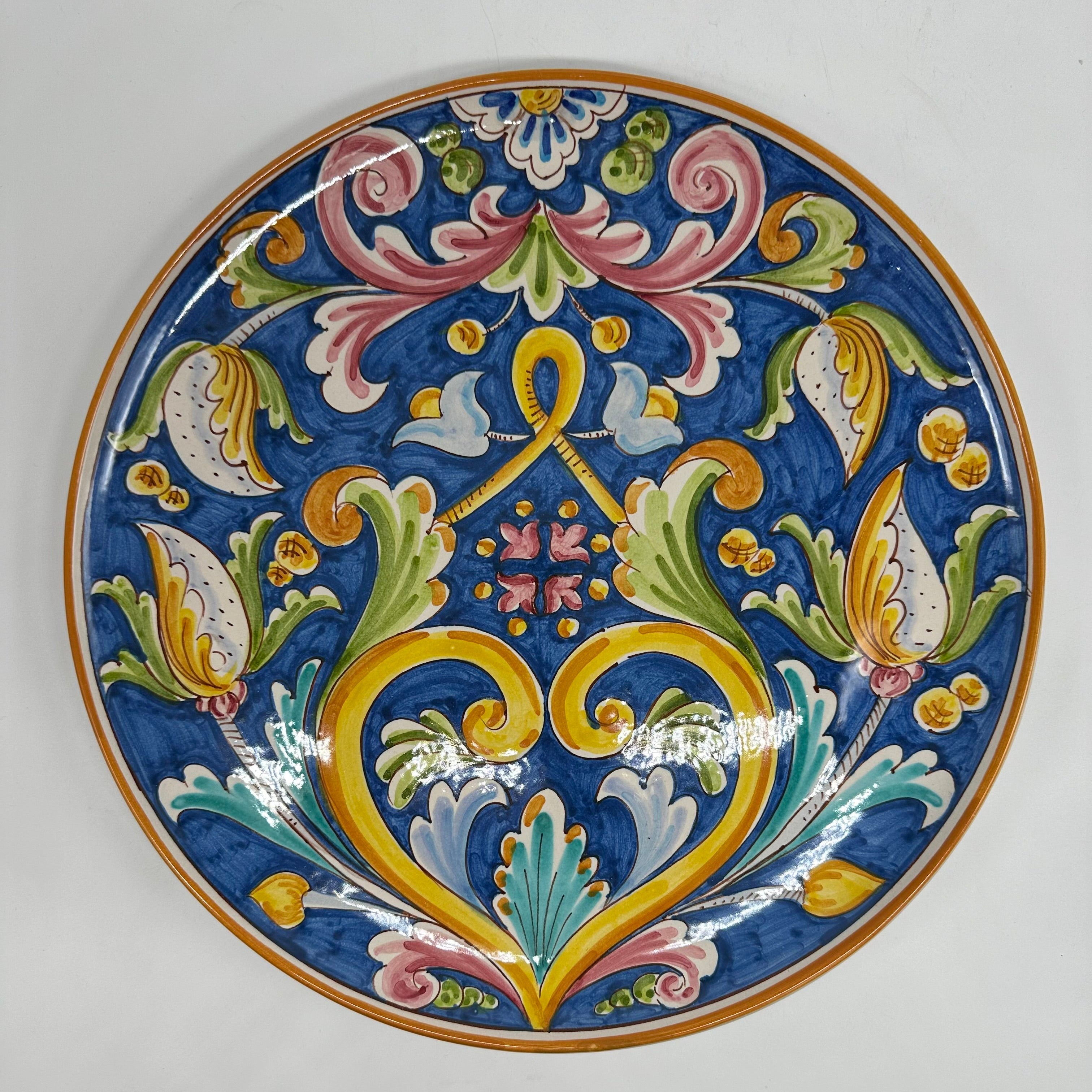 Piatto da Portata Diametro 37cm Uso Alimentare Ceramica Caltagirone - Fiori - PIATTI SERVIZIO