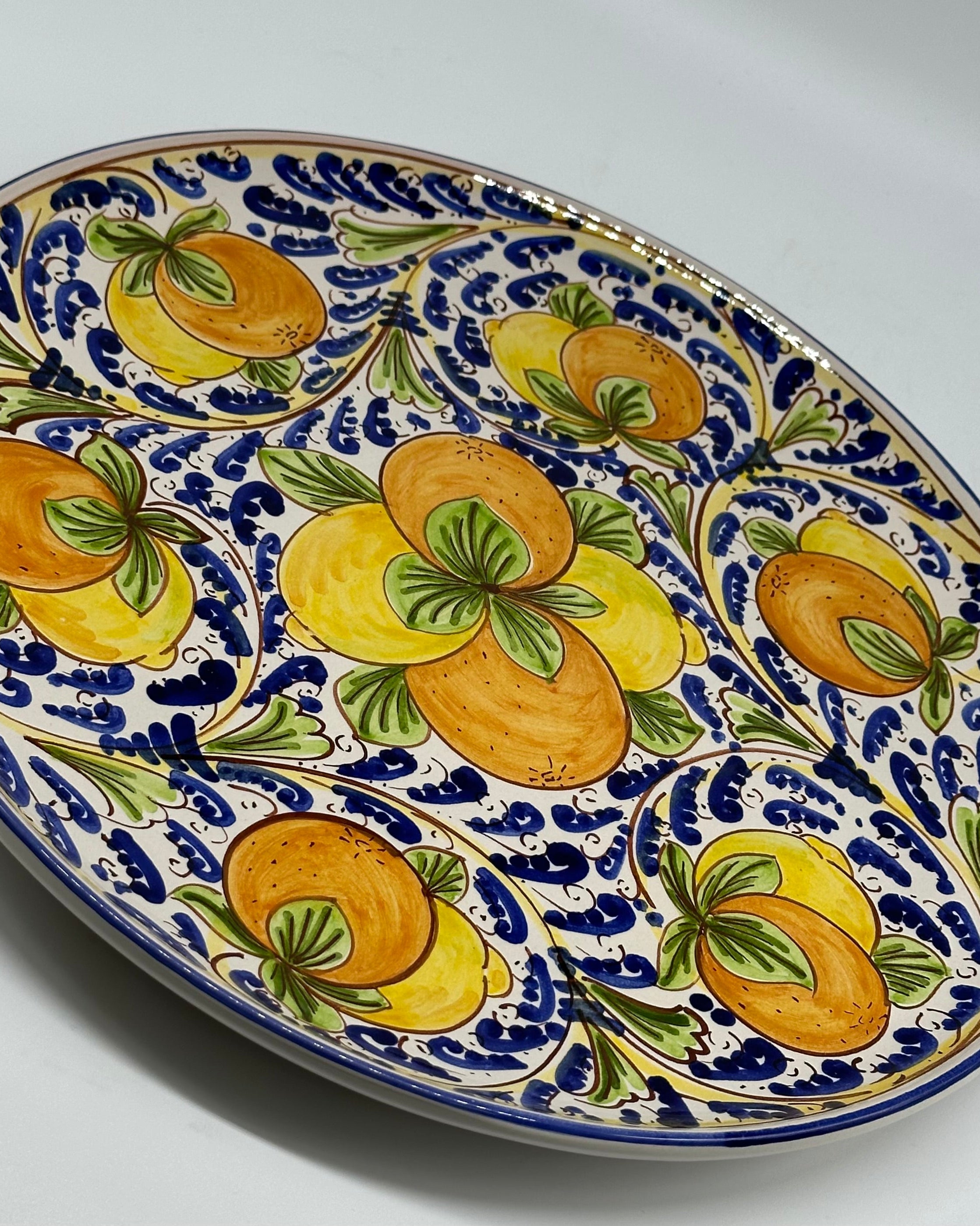 Piatto da Portata Diametro 37cm Uso Alimentare Ceramica Caltagirone - Agrumi - PIATTI SERVIZIO