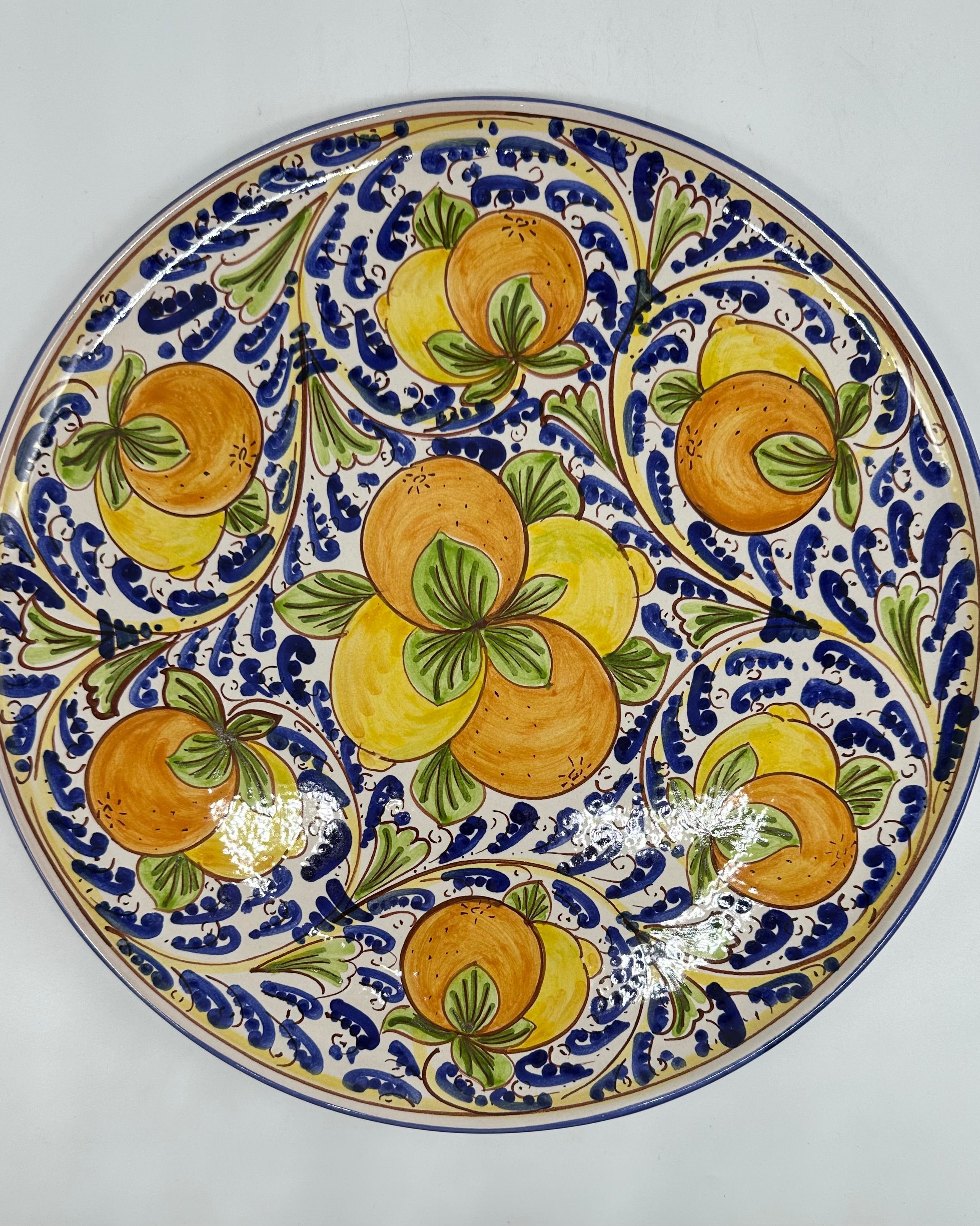 Piatto da Portata Diametro 37cm Uso Alimentare Ceramica Caltagirone - Agrumi - PIATTI SERVIZIO