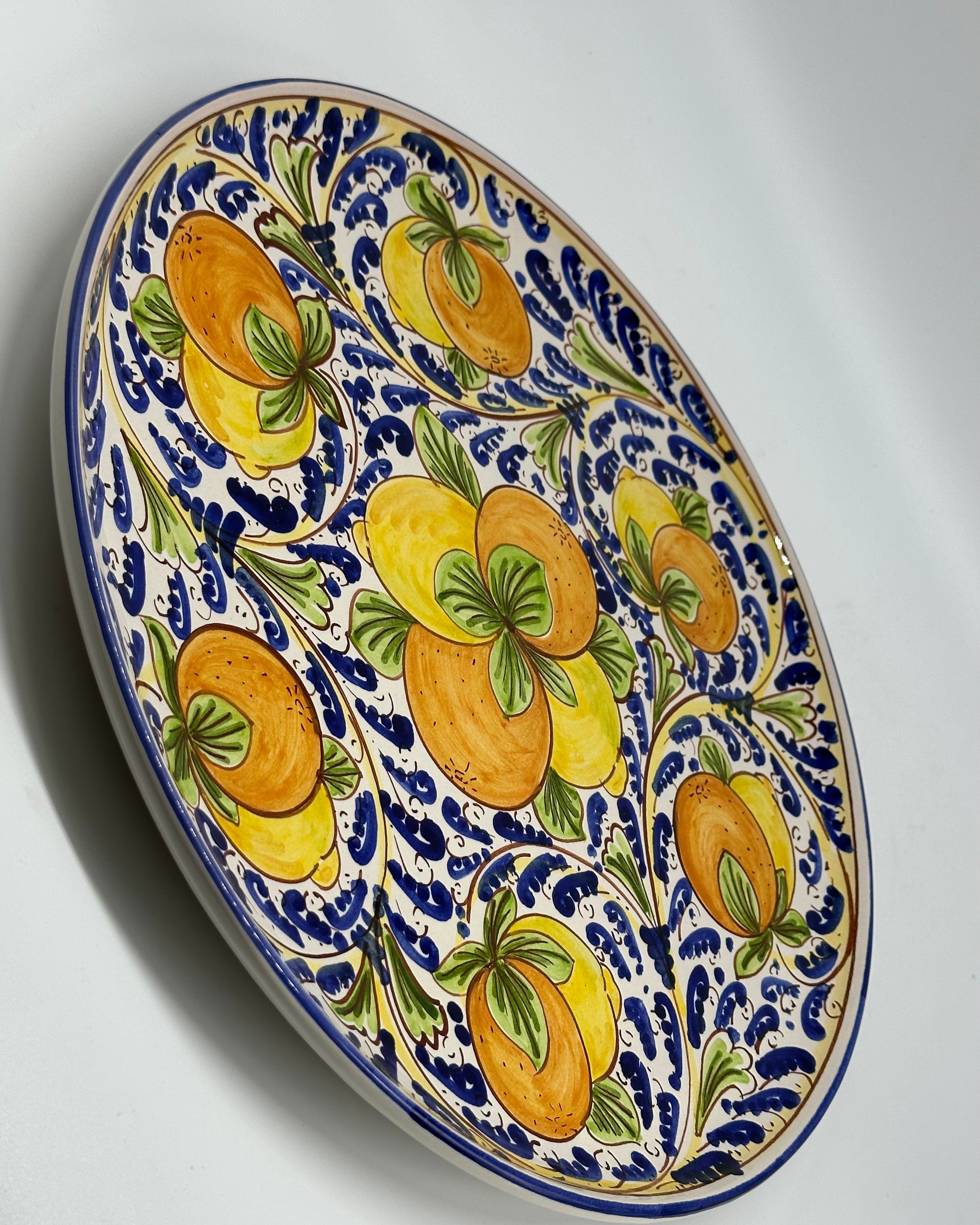 Piatto da Portata Diametro 37cm Uso Alimentare Ceramica Caltagirone - Agrumi - PIATTI SERVIZIO