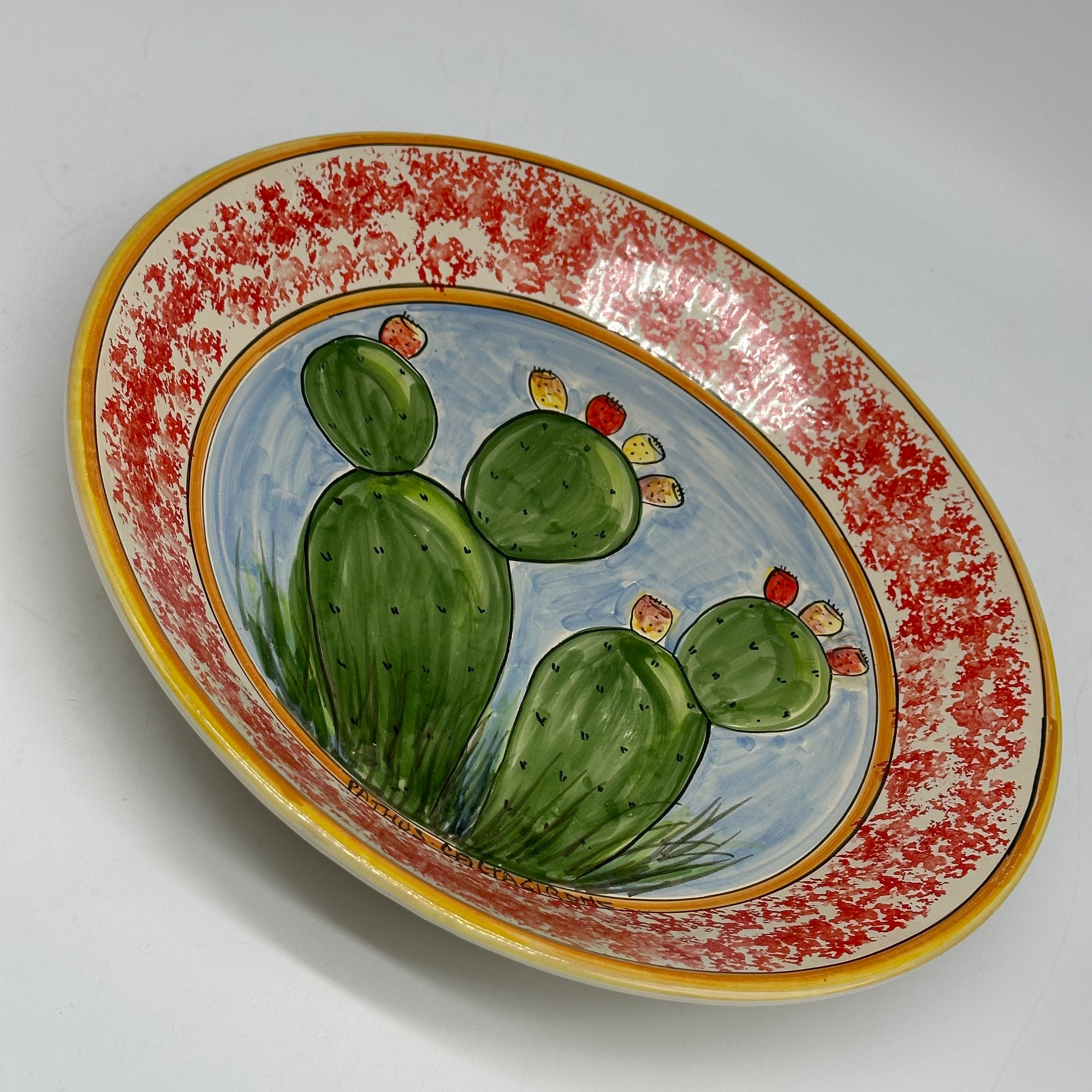 Piatto da Portata Fangotto Diametro 30cm Uso Alimentare Ceramica Caltagirone - Fichi d’India - PIATTI