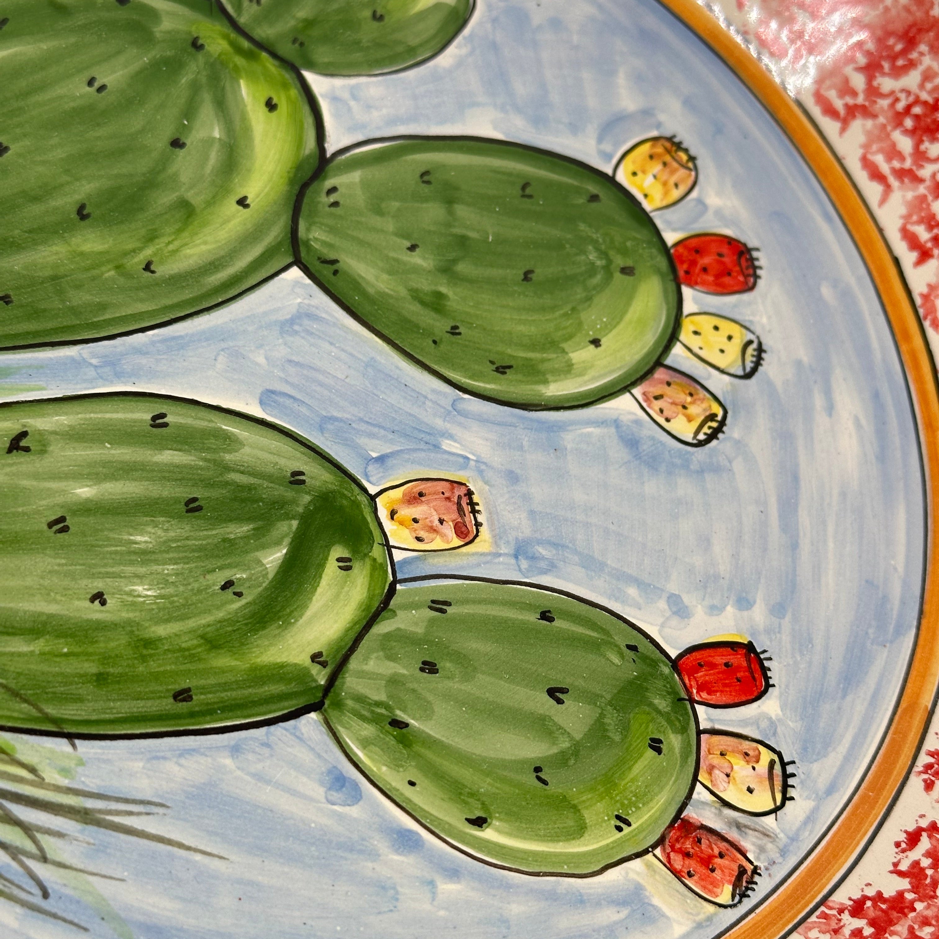 Piatto da Portata Fangotto Diametro 30cm Uso Alimentare Ceramica Caltagirone - Fichi d’India - PIATTI