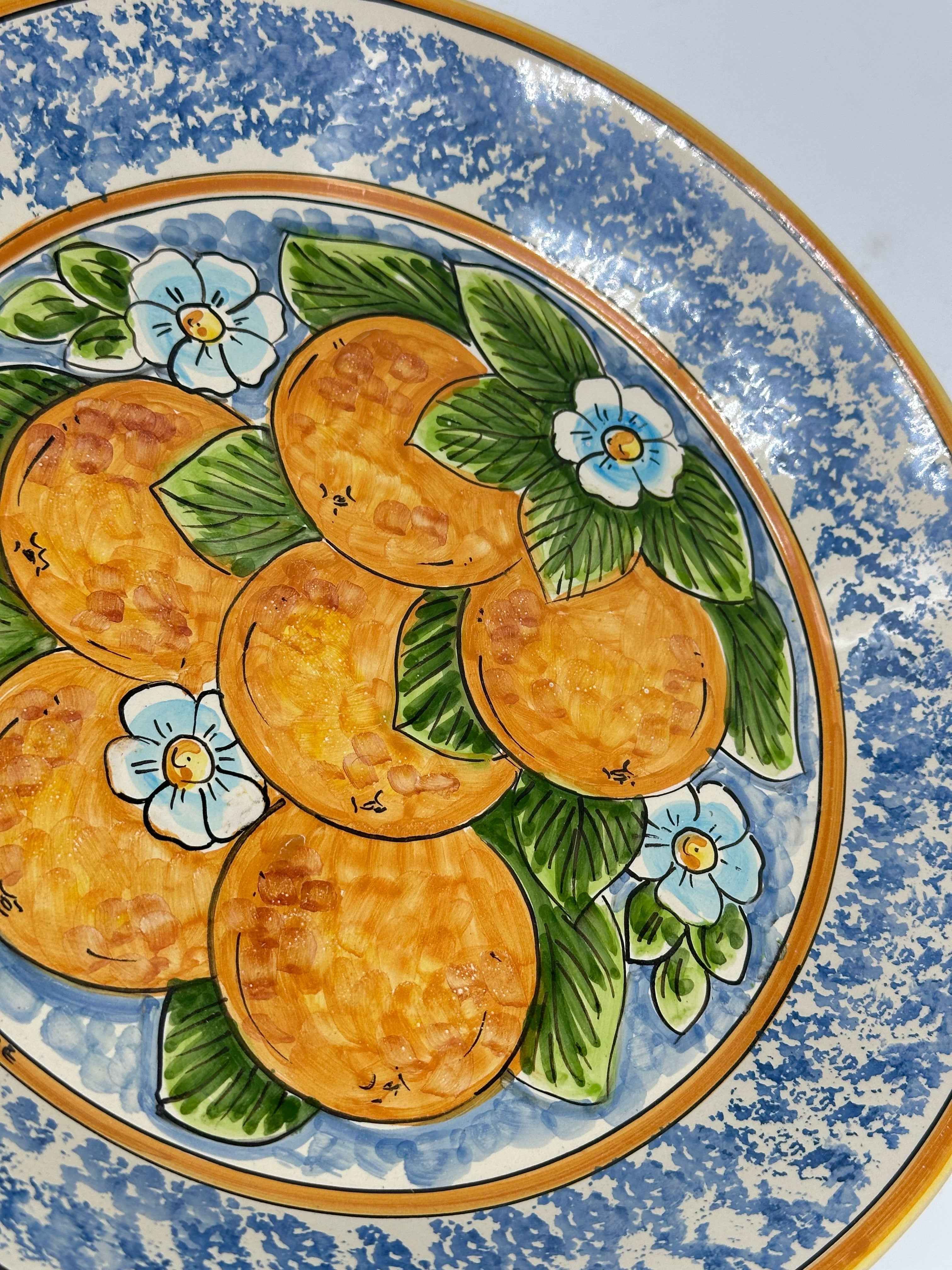 Piatto da Portata Fangotto Diametro 30cm Uso Alimentare Ceramica Caltagirone - Arance - PIATTI