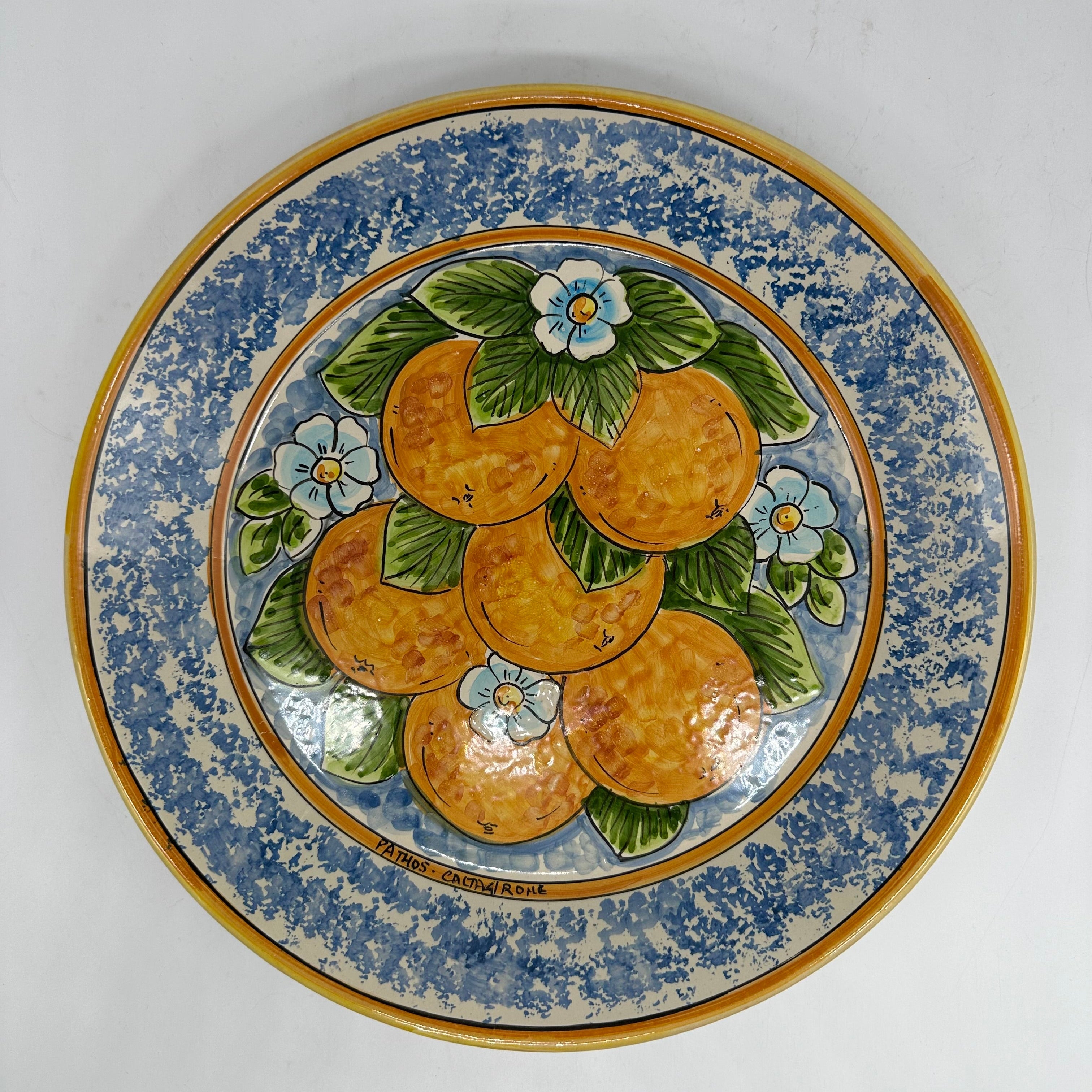 Piatto da Portata Fangotto Diametro 30cm Uso Alimentare Ceramica Caltagirone - Arance - PIATTI